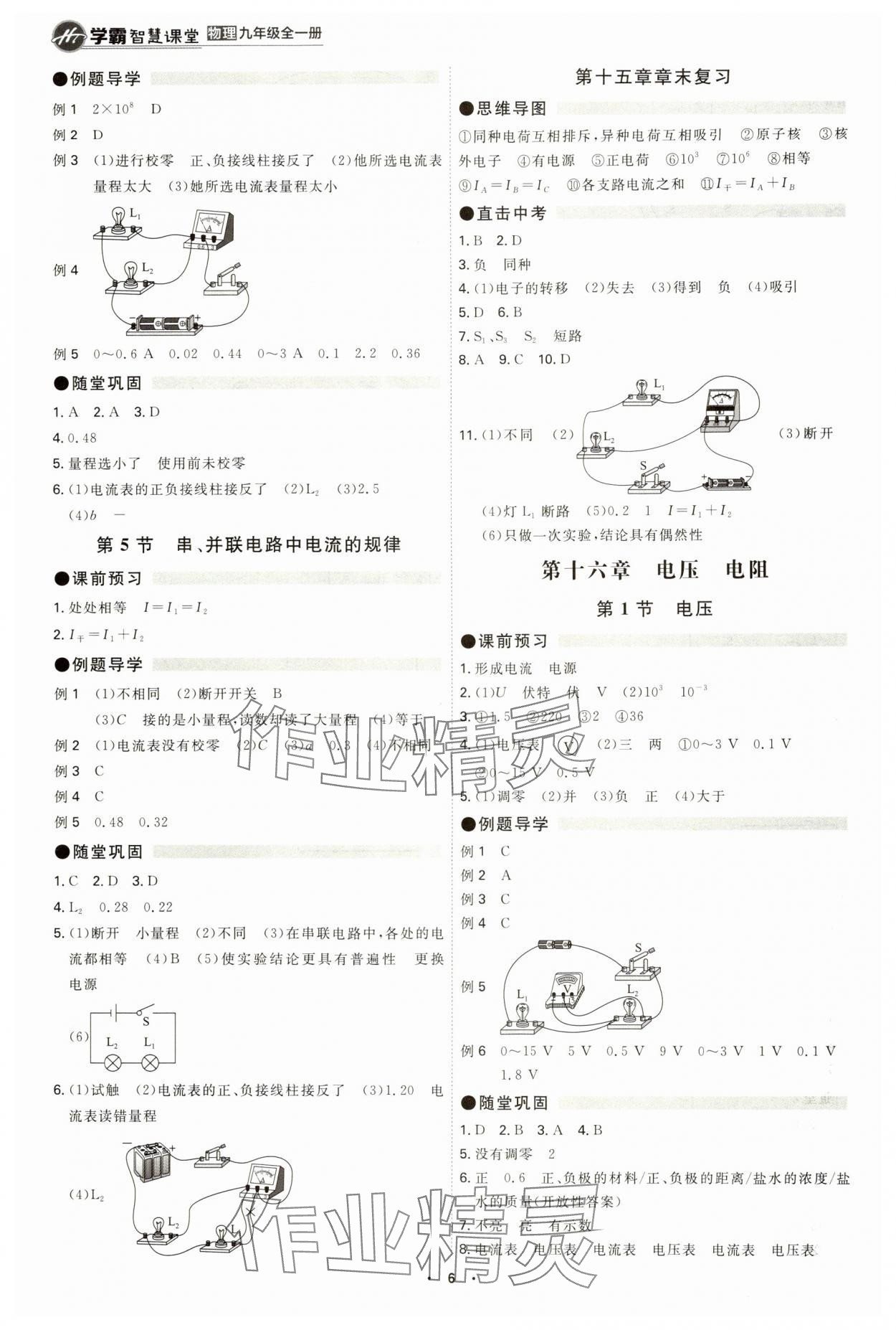 2024年學(xué)霸智慧課堂九年級(jí)物理全一冊(cè)人教版 參考答案第6頁(yè)