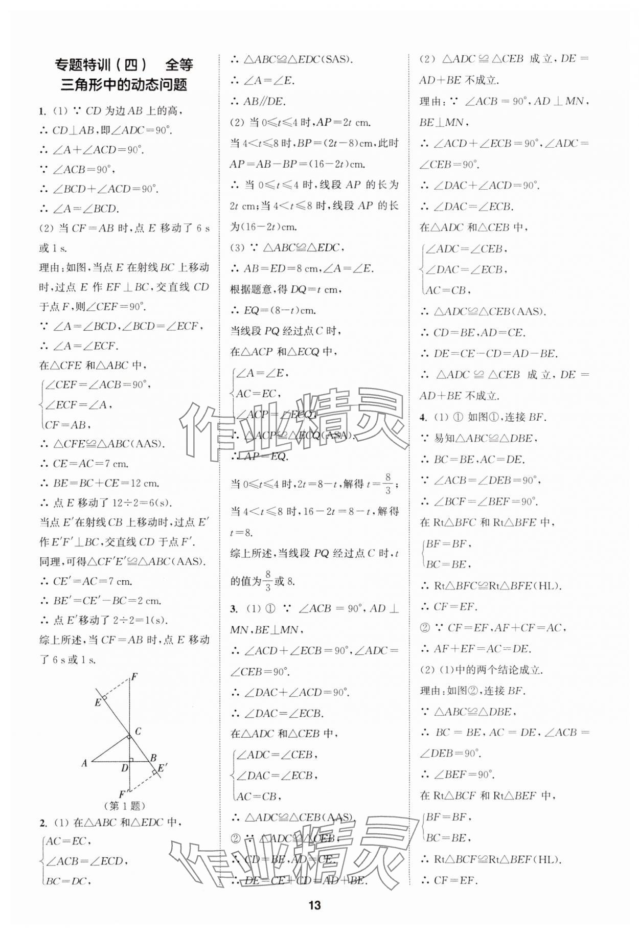 2024年拔尖特訓(xùn)八年級數(shù)學(xué)上冊人教版 參考答案第13頁