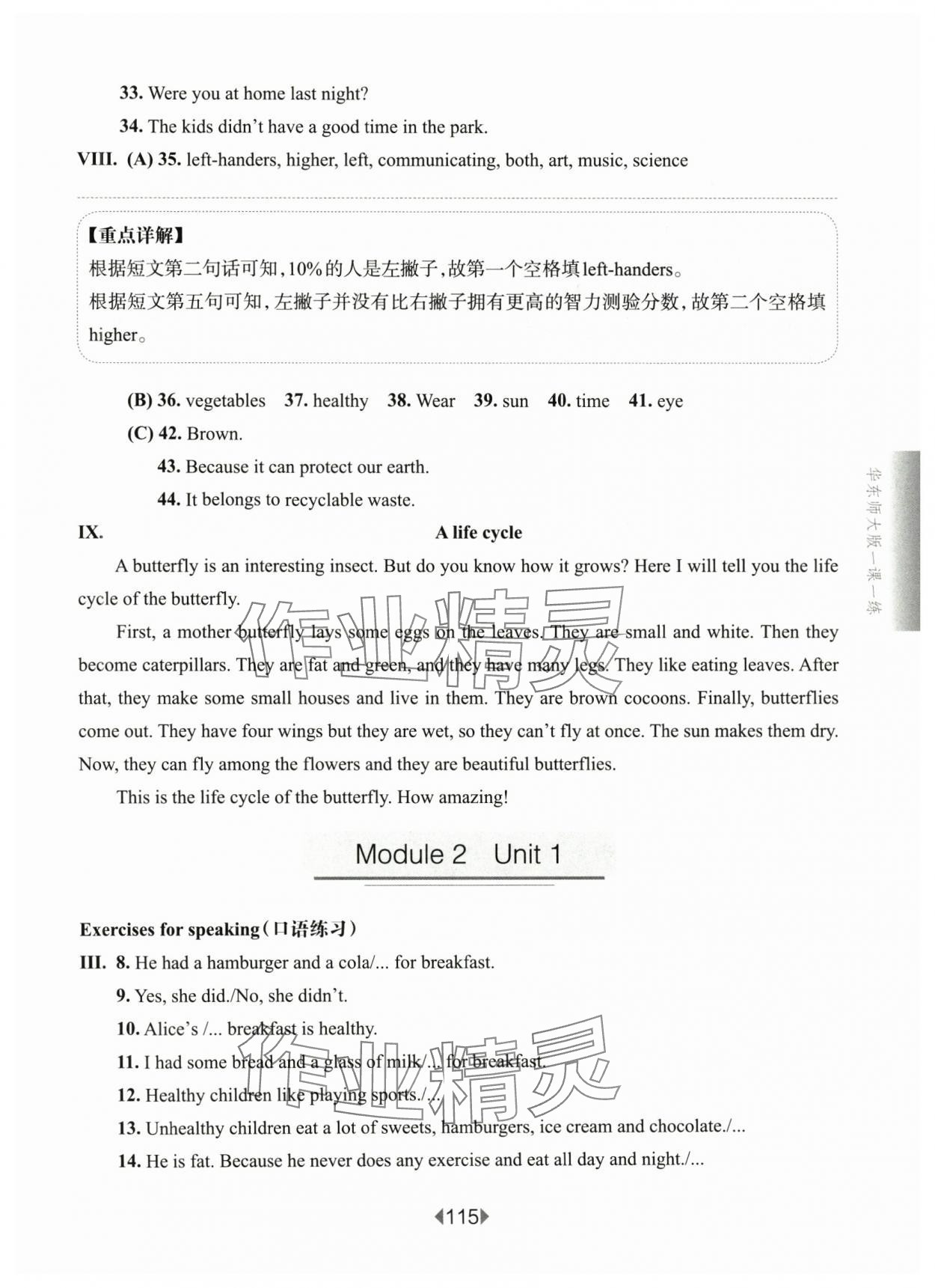 2025年華東師大版一課一練五年級英語下冊滬教版五四制 參考答案第11頁