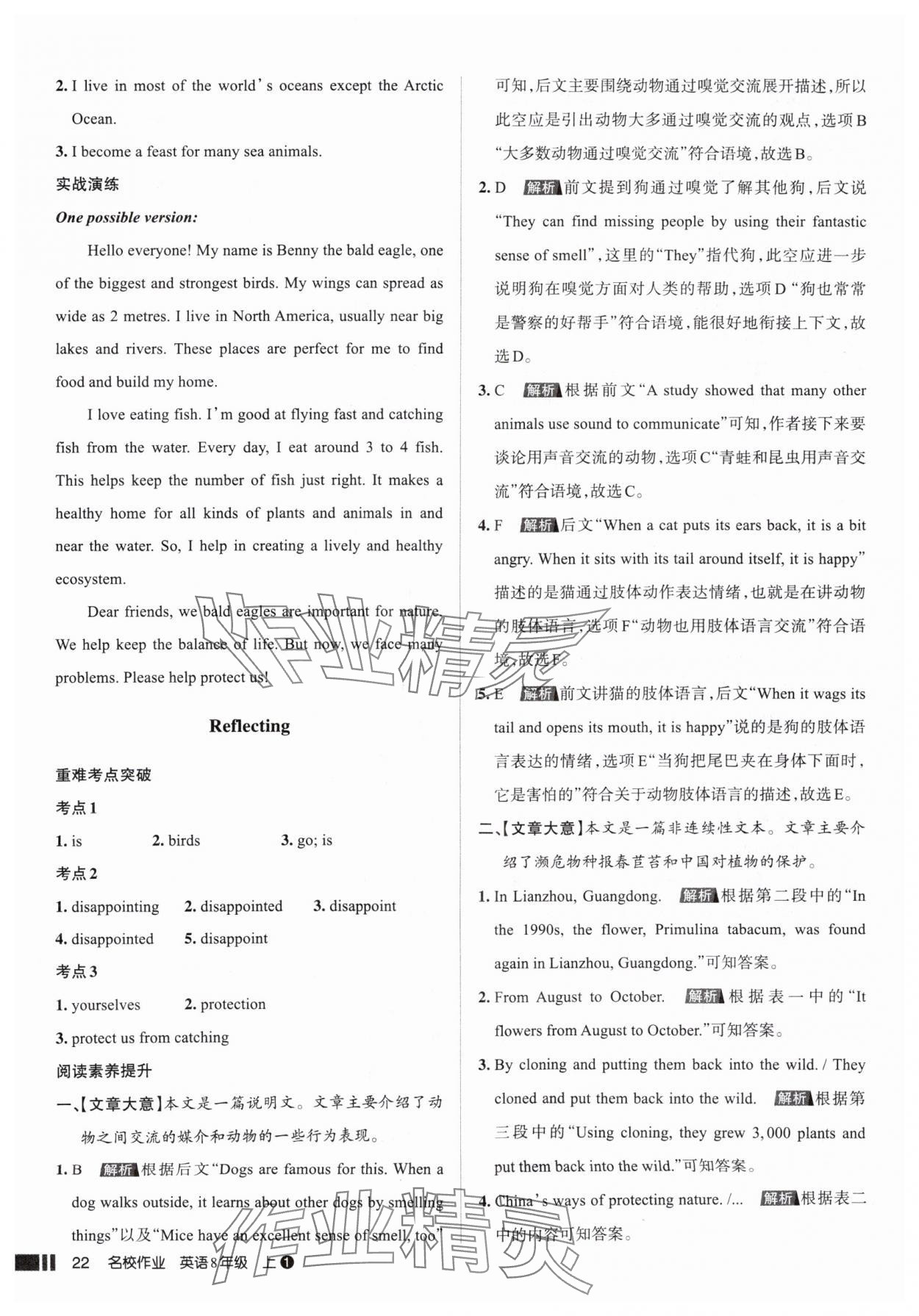 2025年名校作业八年级英语上册人教版山西专版&nbsp;参考答案第22页
