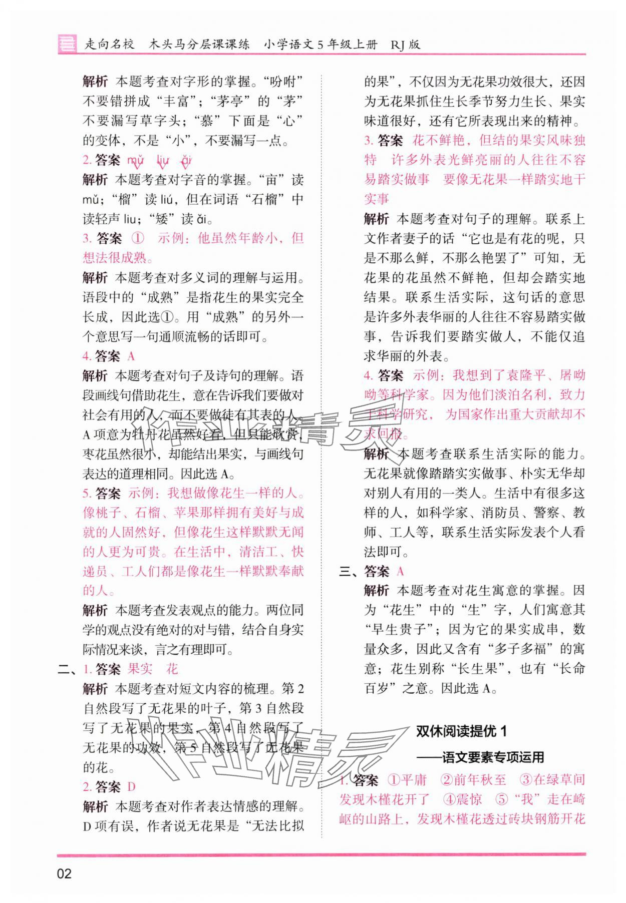 2025年木头马分层课课练五年级语文上册人教版浙江专版 第2页