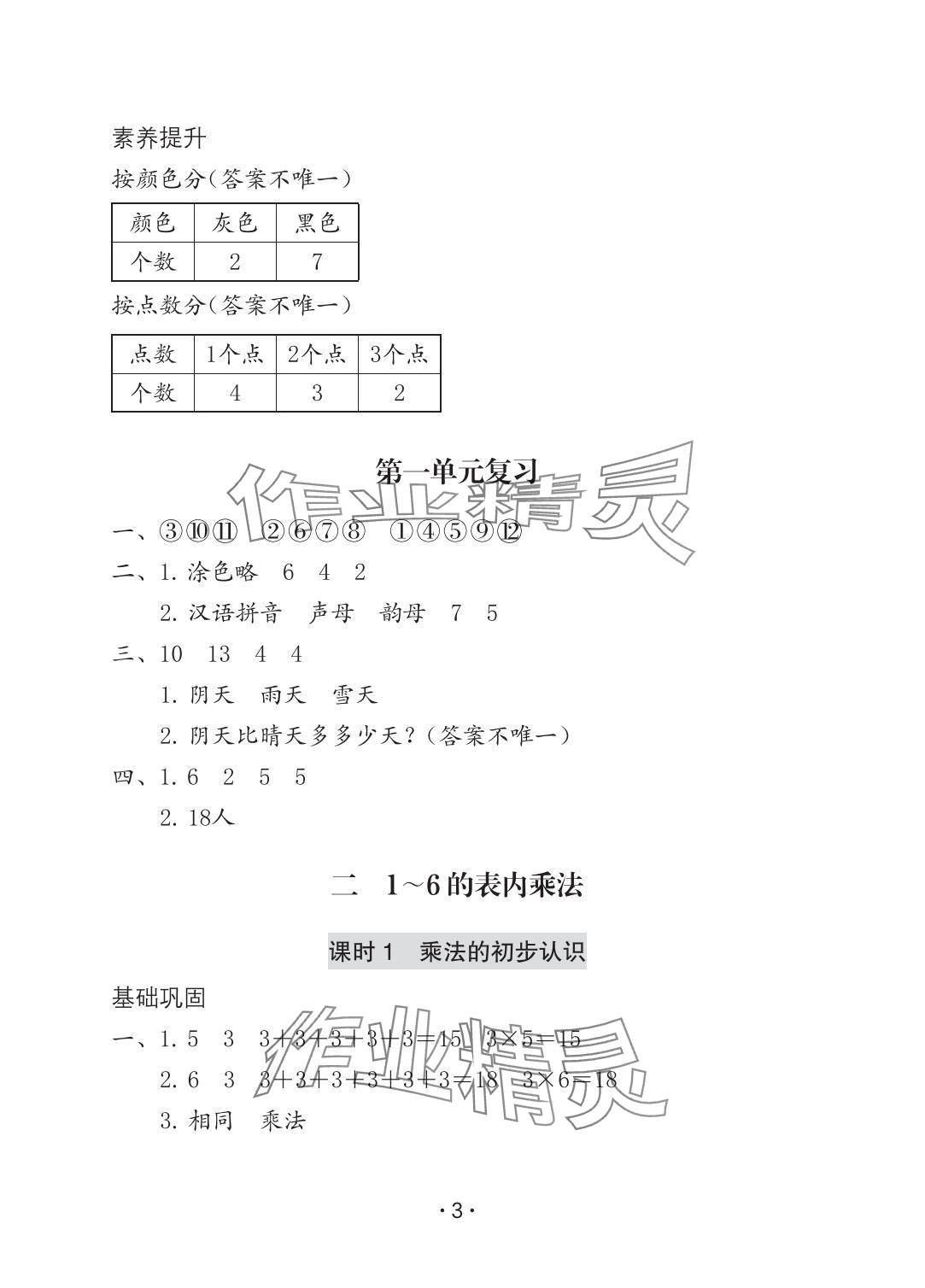 2025年学习与巩固二年级数学上册人教版A版 参考答案第3页