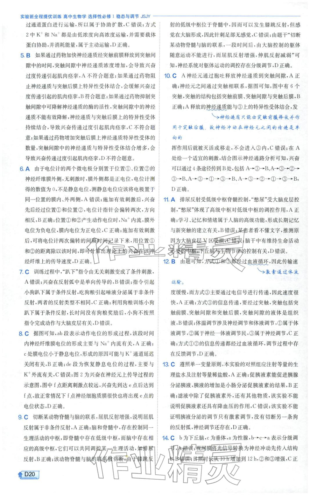 2026年實驗班提優(yōu)訓(xùn)練高中生物選擇性必修第一冊蘇教版&nbsp;第20頁