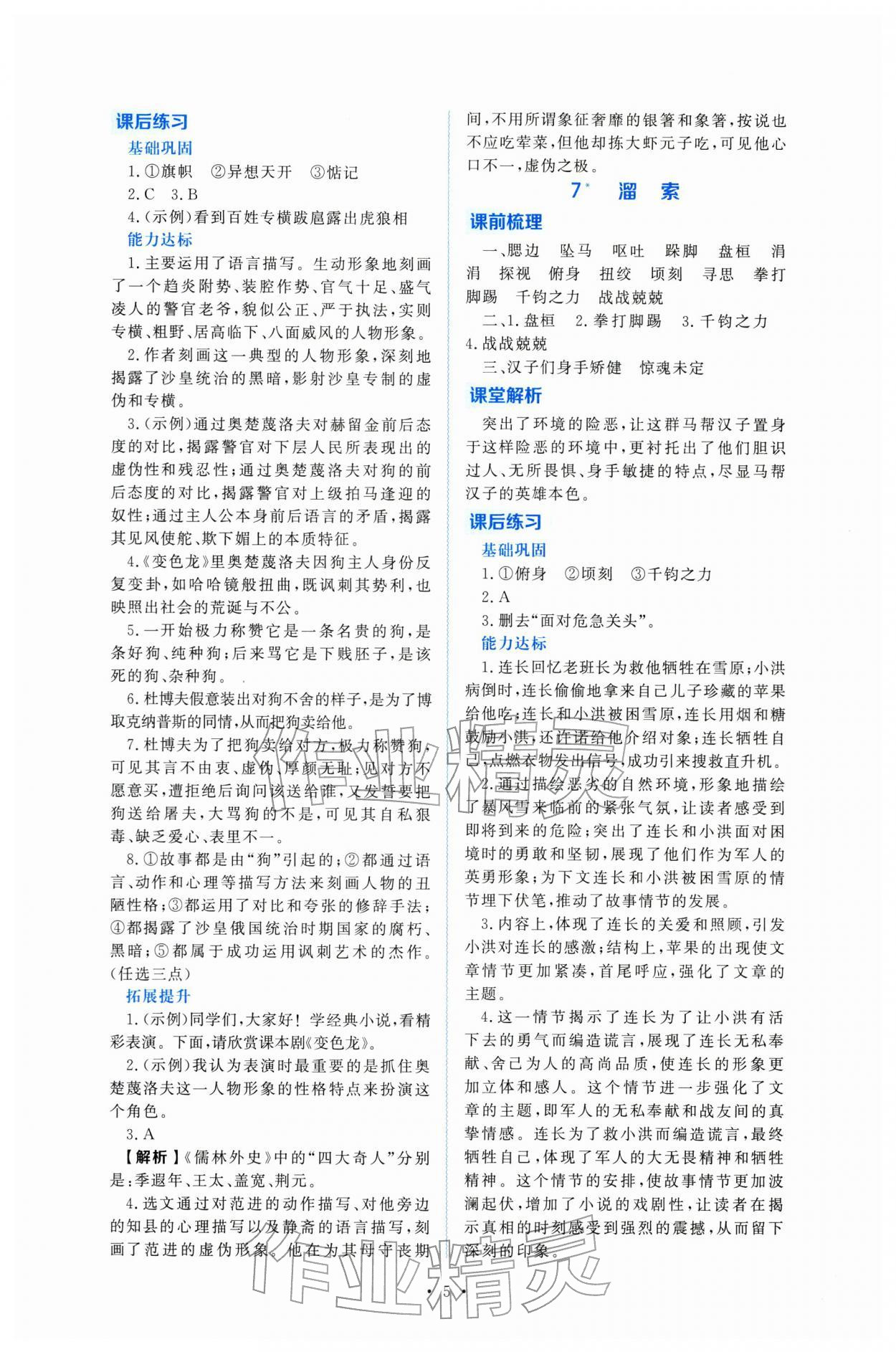 2026年金版學案同步優(yōu)學智慧作業(yè)九年級語文下冊人教版&nbsp;第5頁