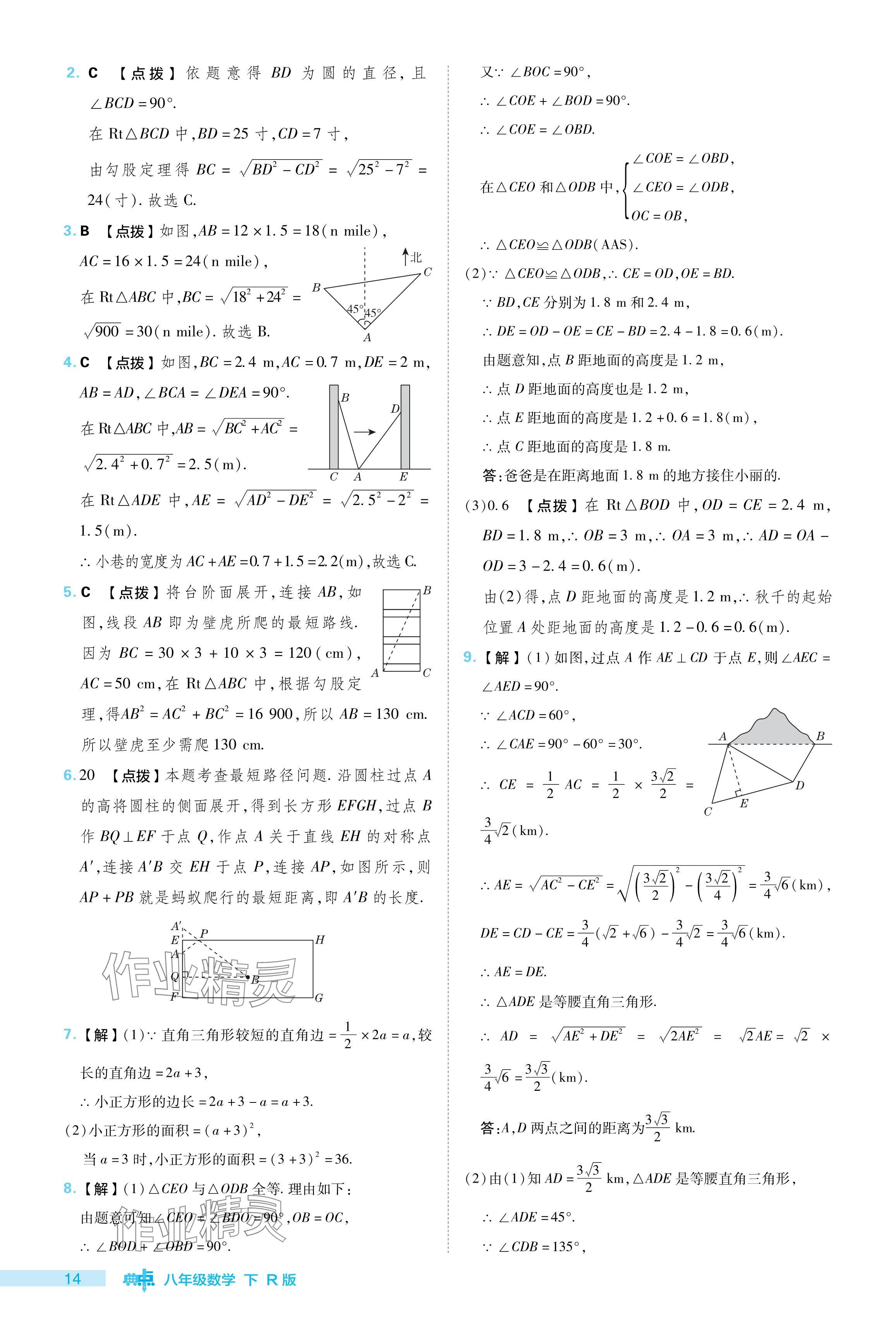 2024年综合应用创新题典中点八年级数学下册人教版 参考答案第14页