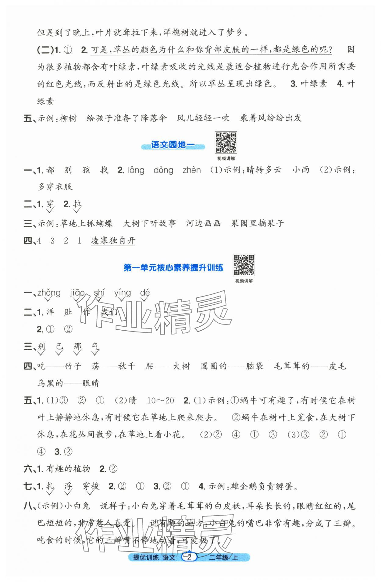 2025年阳光同学课时提优训练二年级语文上册人教版 第2页