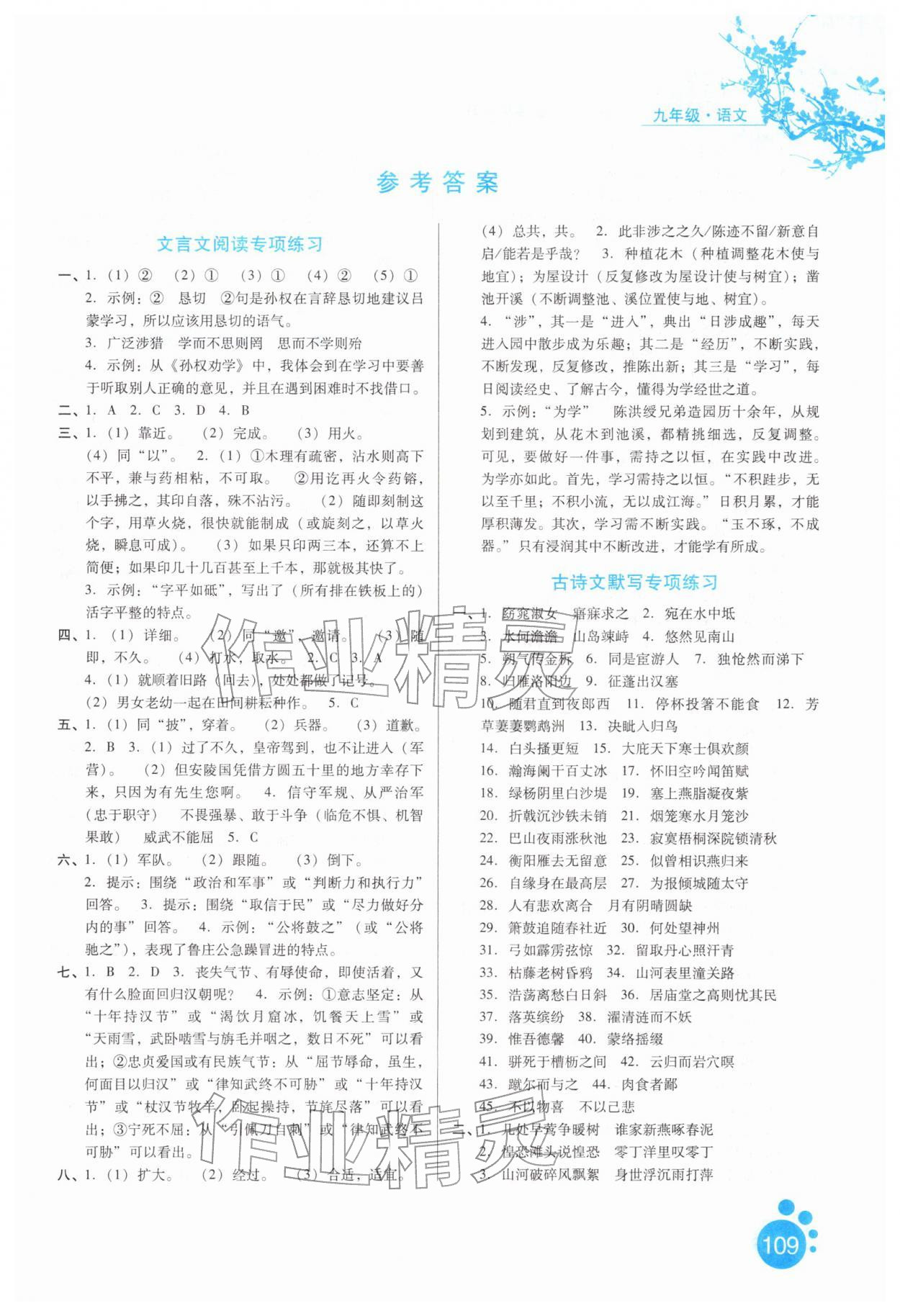 2026年寒假生活河北人民出版社九年级语文&nbsp;第1页