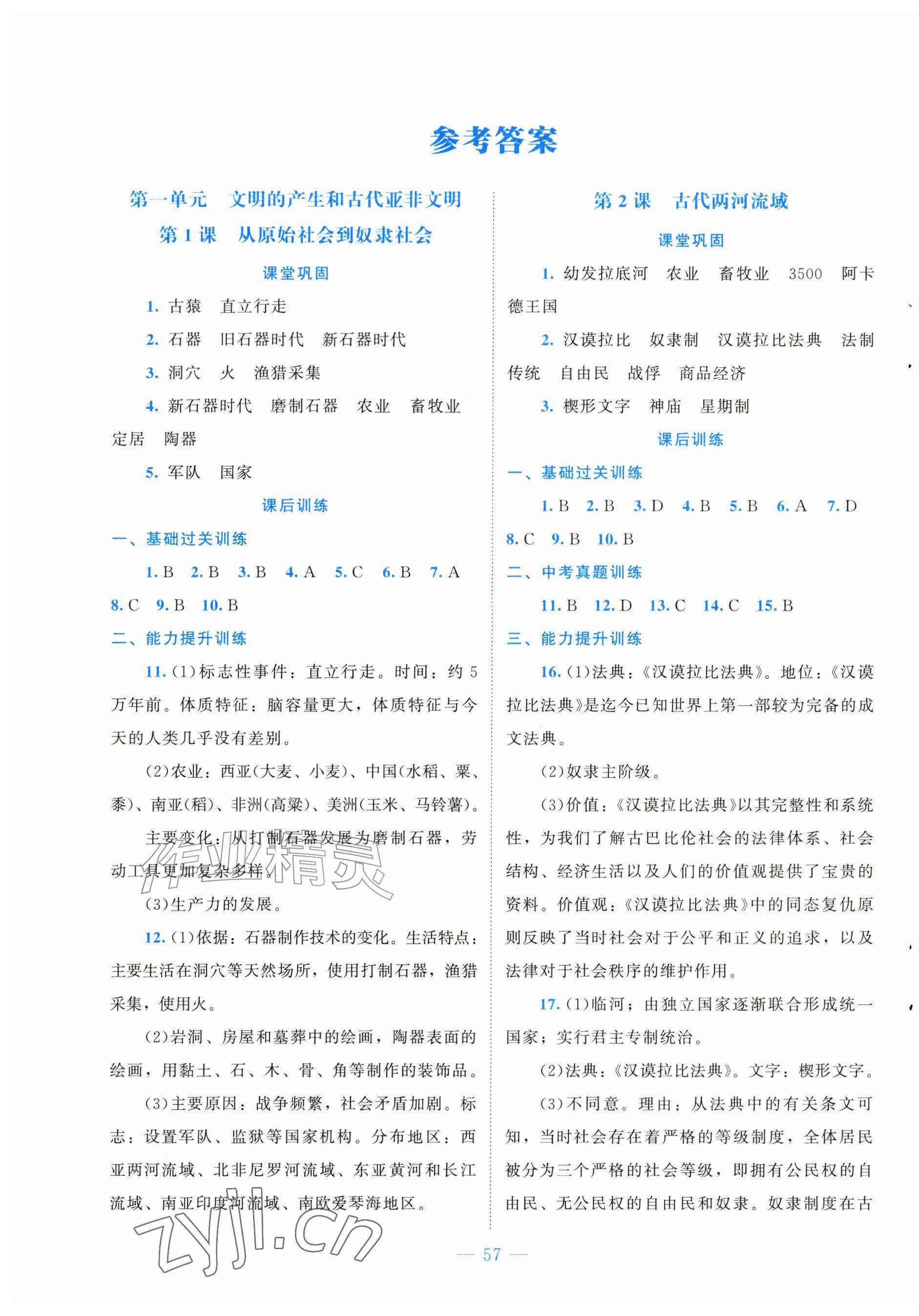 2026年课堂精练九年级历史上册人教版黑龙江专版&nbsp;第1页