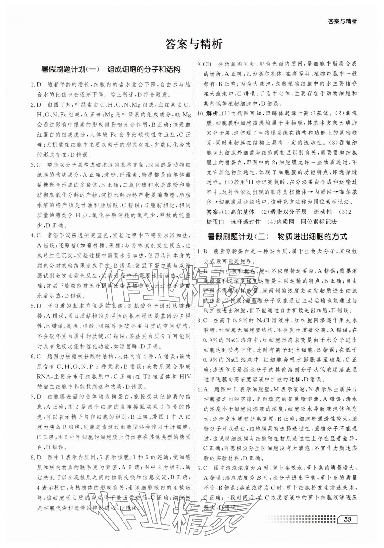 2025年暑假刷題計劃高二生物 第1頁