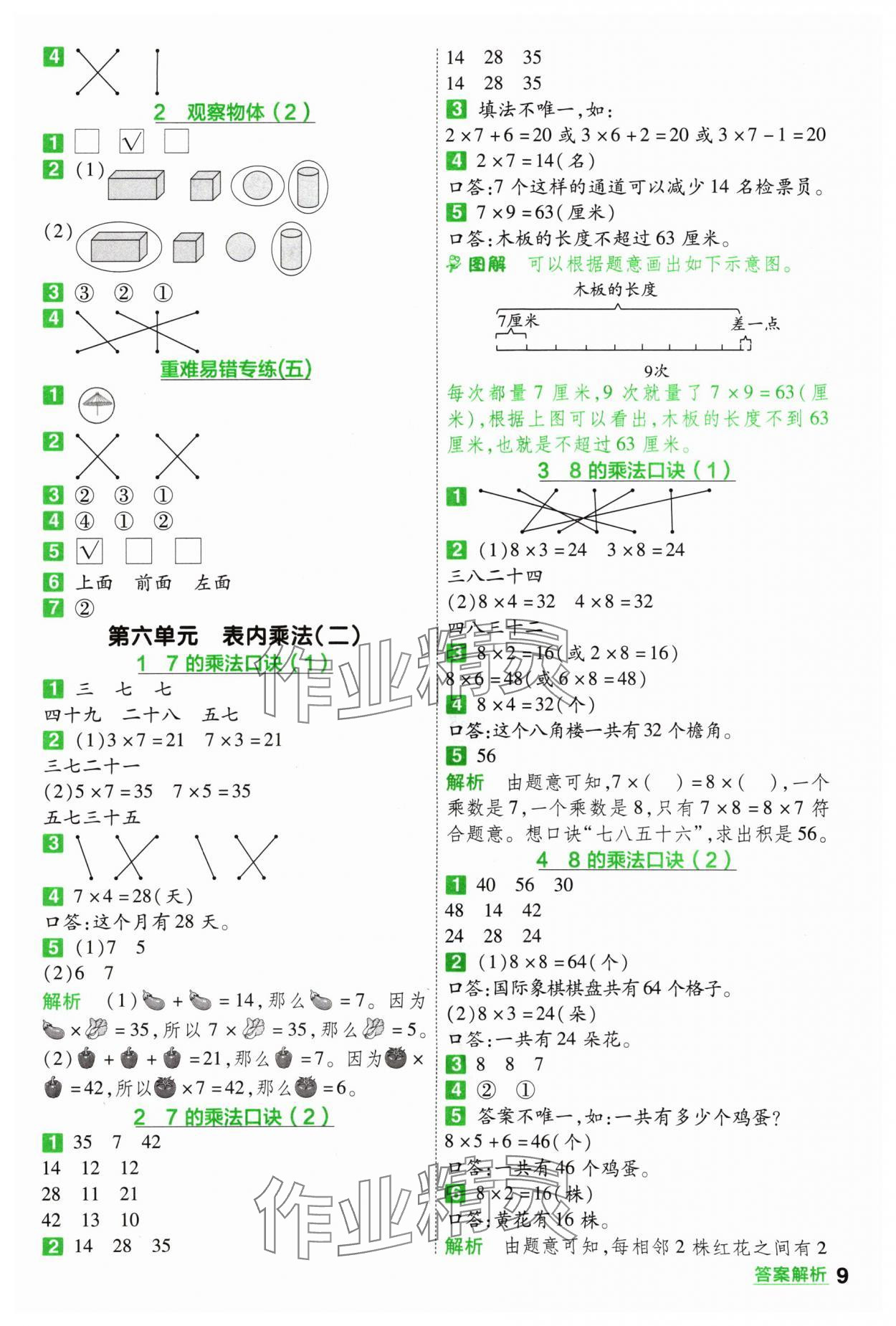 2024年一遍過二年級小學數(shù)學上冊人教版 參考答案第9頁