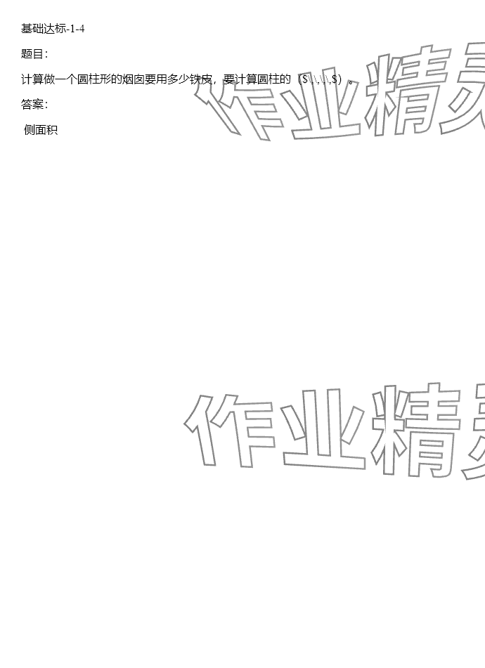 2024年同步实践评价课程基础训练六年级数学下册人教版 参考答案第66页