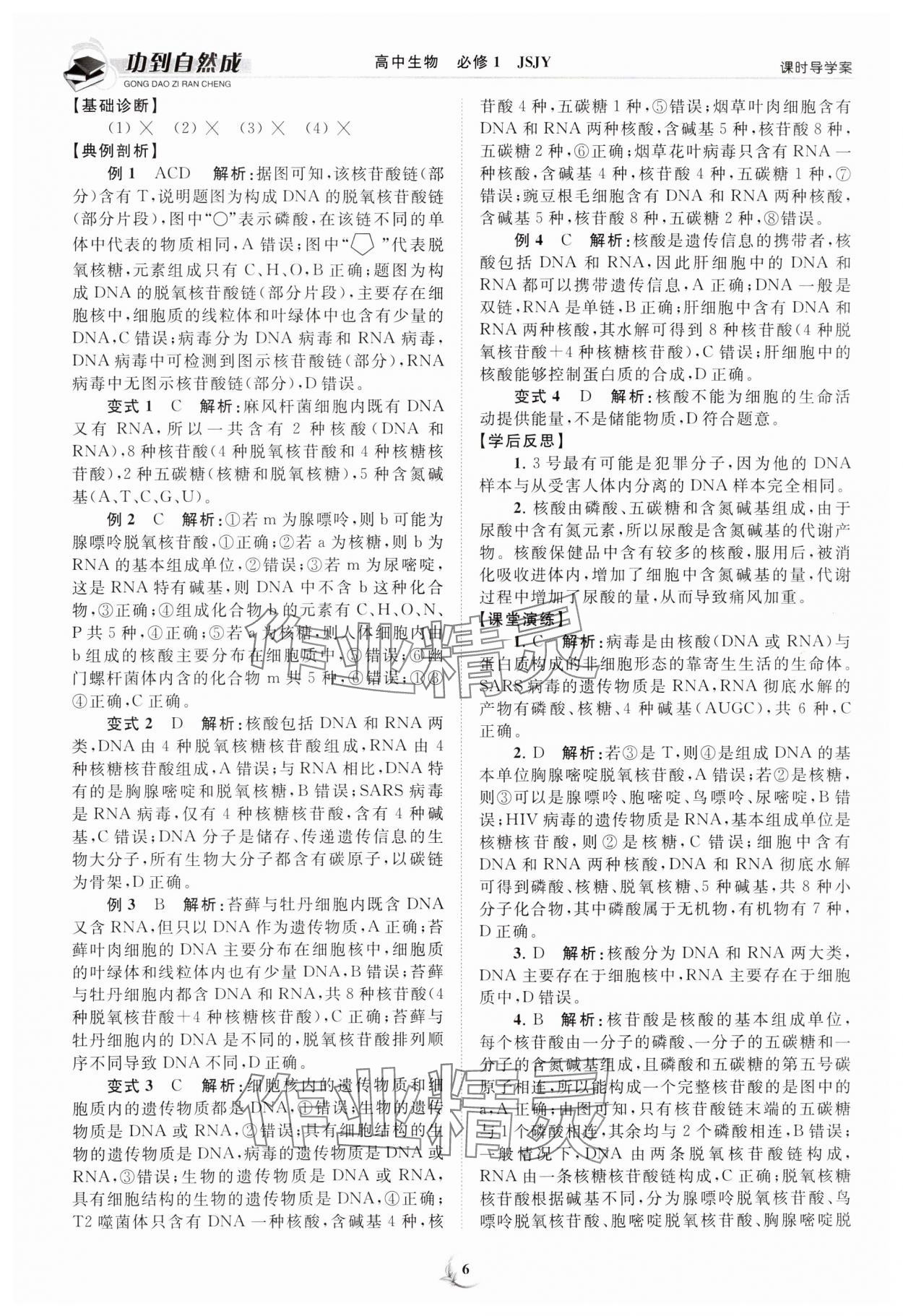 2023年功到自然成課時導(dǎo)學(xué)案高中生物必修1蘇教版 第6頁