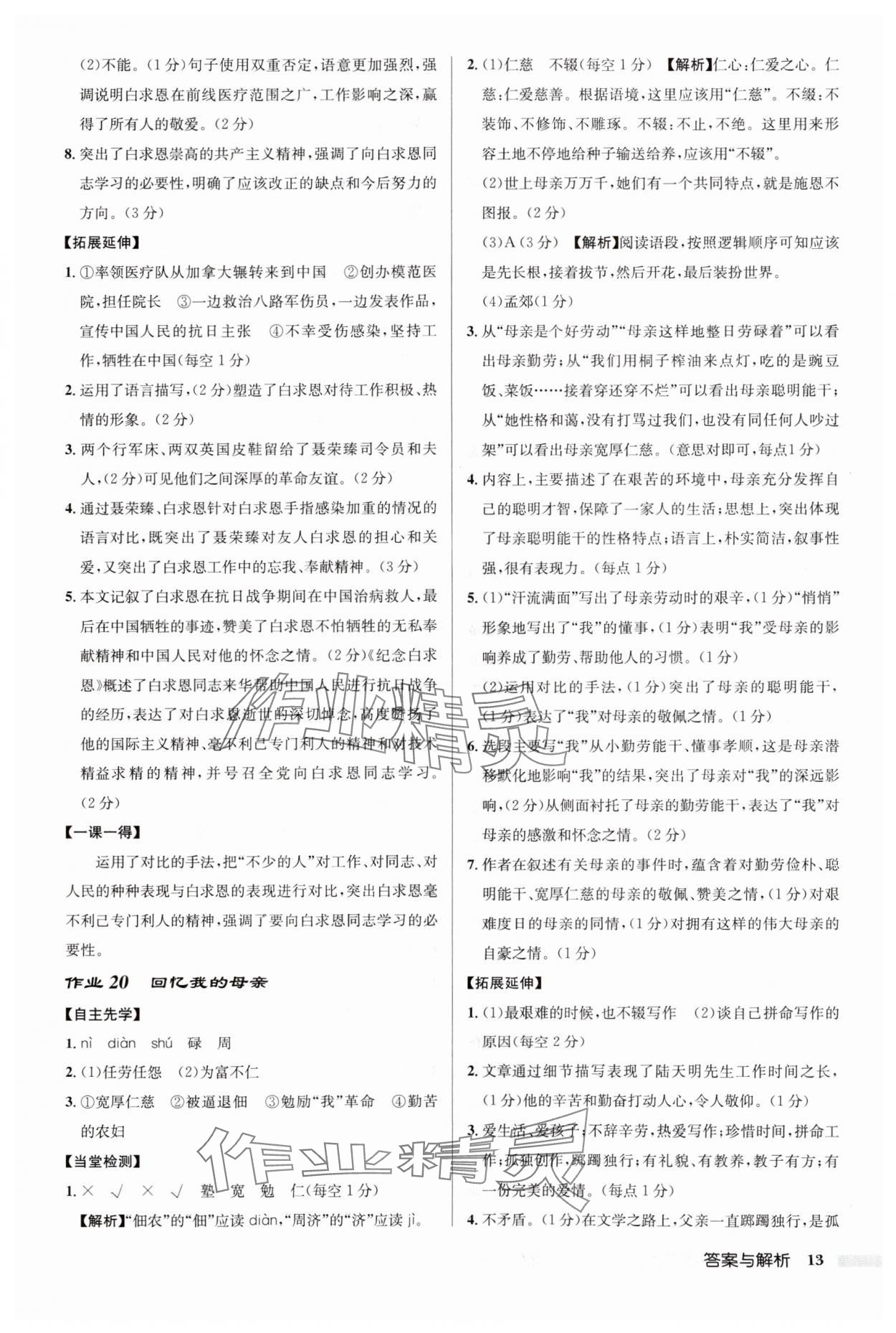 2024年啟東中學(xué)作業(yè)本七年級語文上冊人教版徐州專版 第13頁