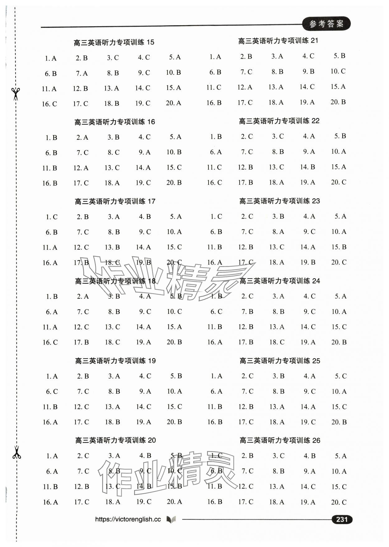 2024年高中英語(yǔ)聽(tīng)力專項(xiàng)訓(xùn)練高三分冊(cè) 參考答案第3頁(yè)