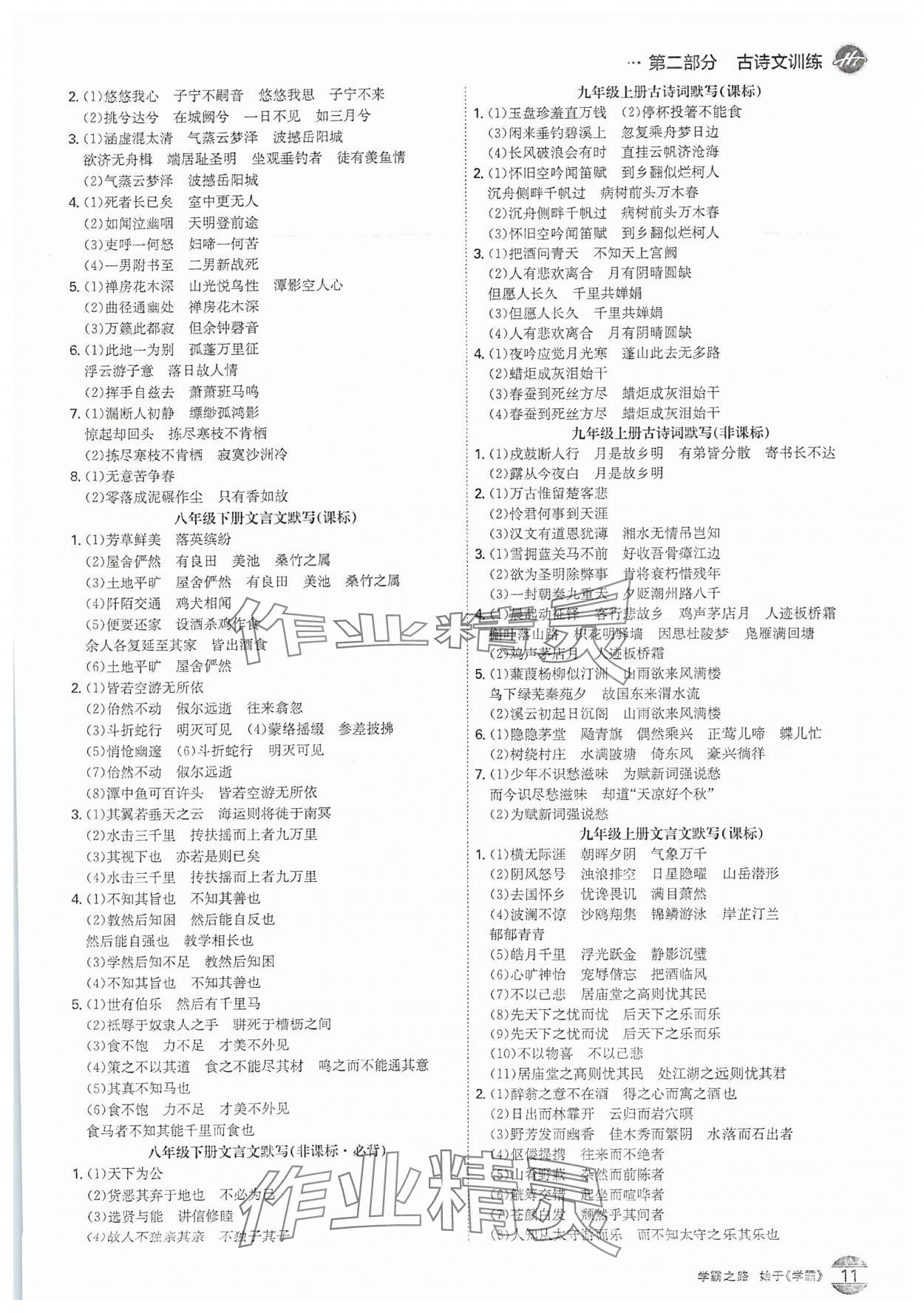 2025年翰庭學霸語文中考廣東專版 參考答案第10頁