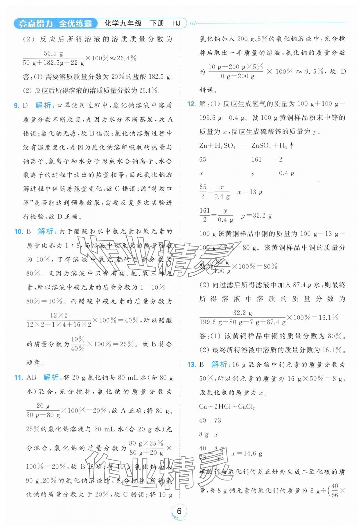 2024年亮點(diǎn)給力全優(yōu)練霸九年級化學(xué)下冊滬教版 第6頁