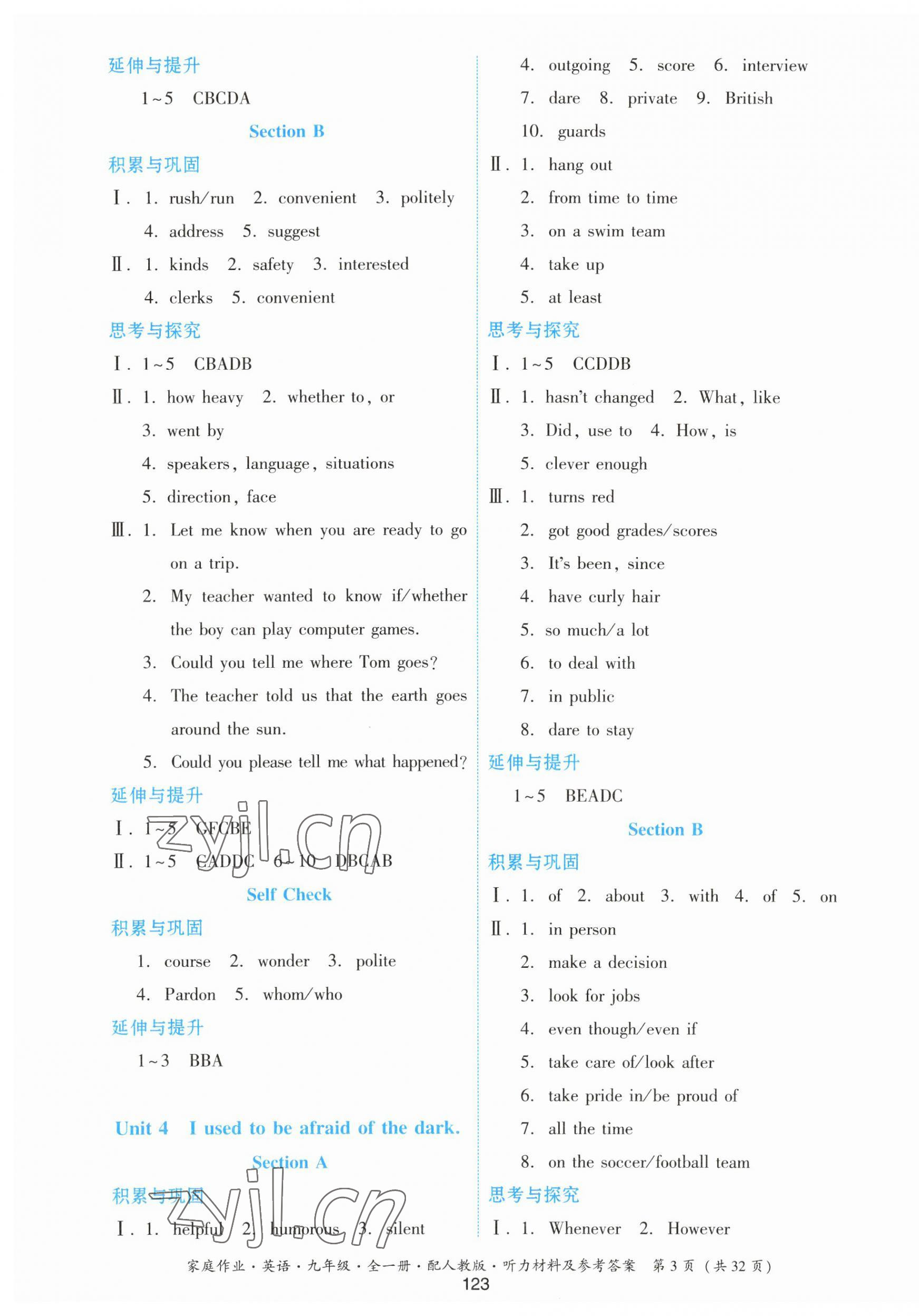 2023年家庭作業(yè)九年級英語全一冊人教版 第3頁