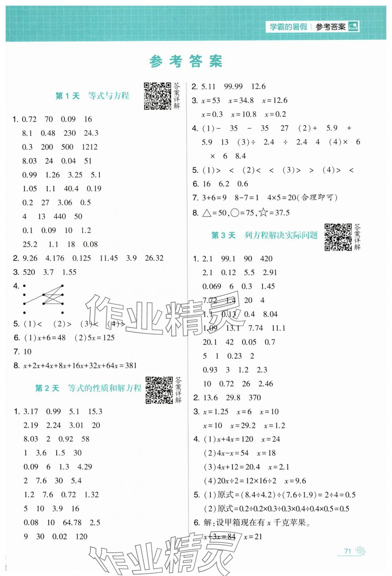 2024年學霸的暑假計算暑期大通關五升六年級數學蘇教版 第1頁