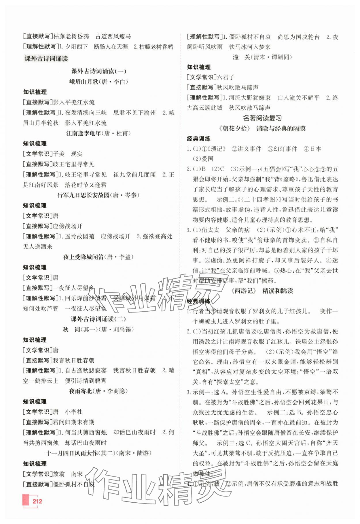 2024年升學(xué)錦囊語(yǔ)文山東專版 參考答案第3頁(yè)