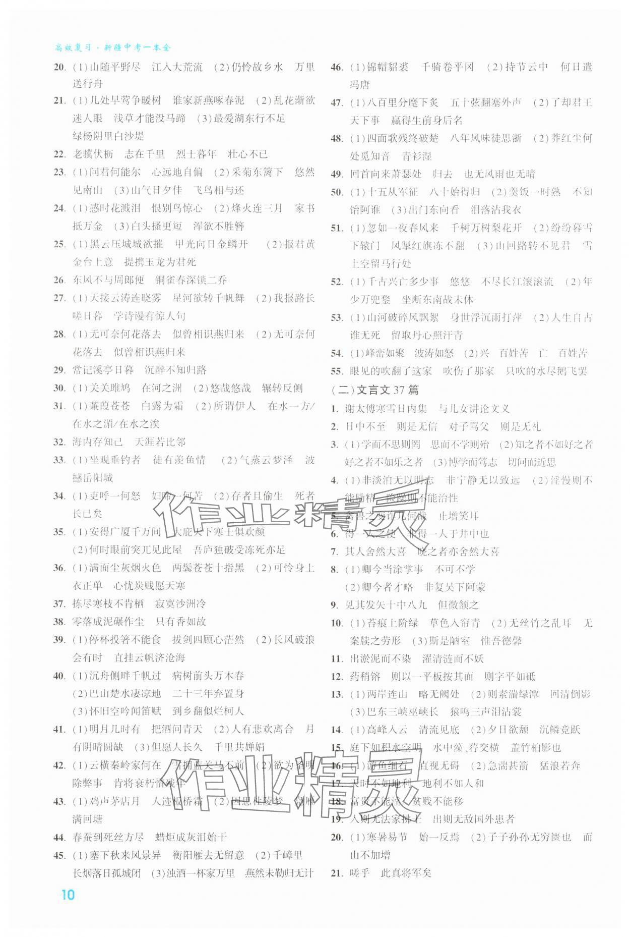 2025年高效復(fù)習(xí)新疆中考語文 參考答案第10頁