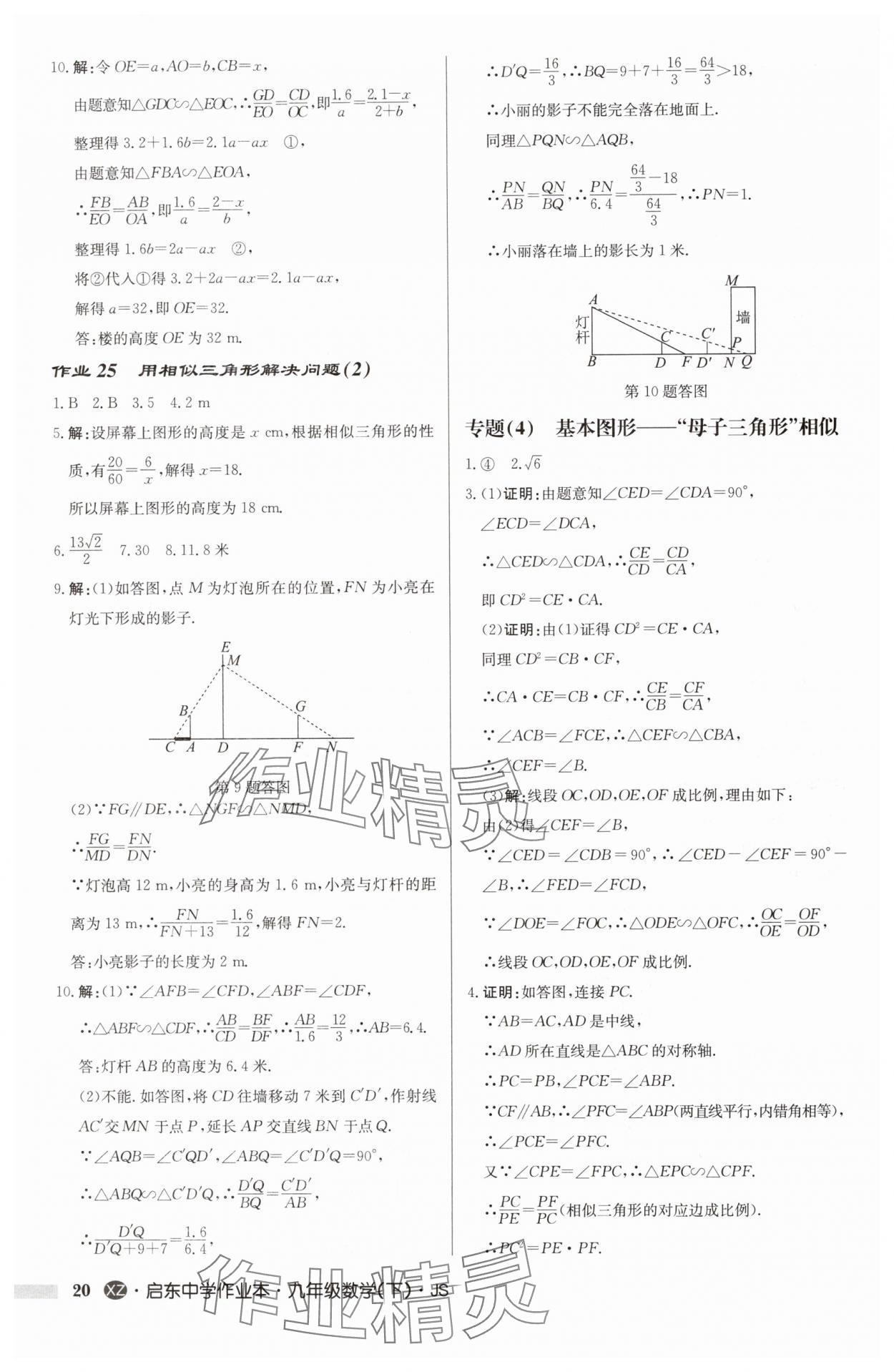 2025年啟東中學作業(yè)本九年級數(shù)學下冊蘇科版徐州專版 第20頁