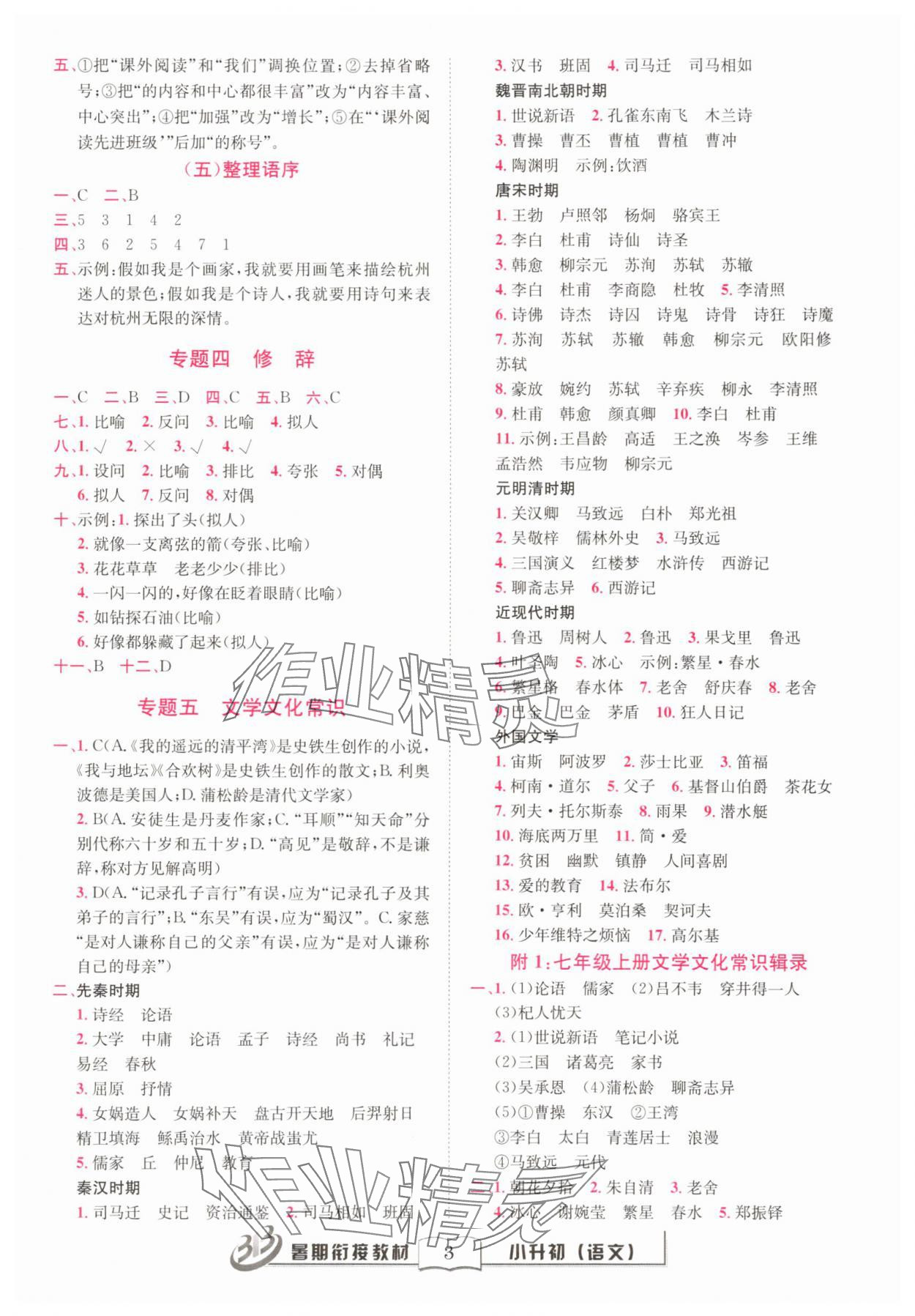 2025年暑期銜接教材小升初語文 第3頁