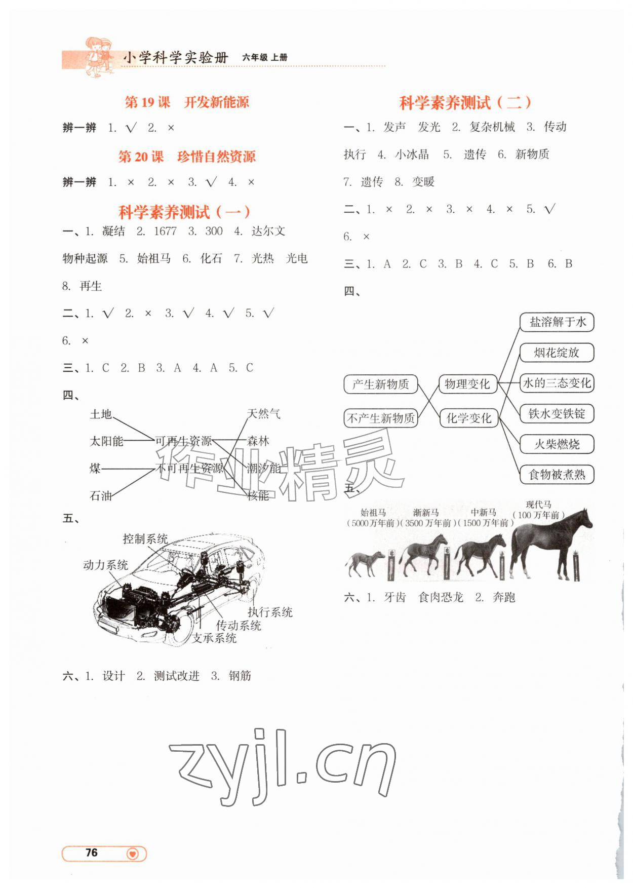2026年小学科学实验册辽宁教育出版社六年级科学上册&nbsp;第2页