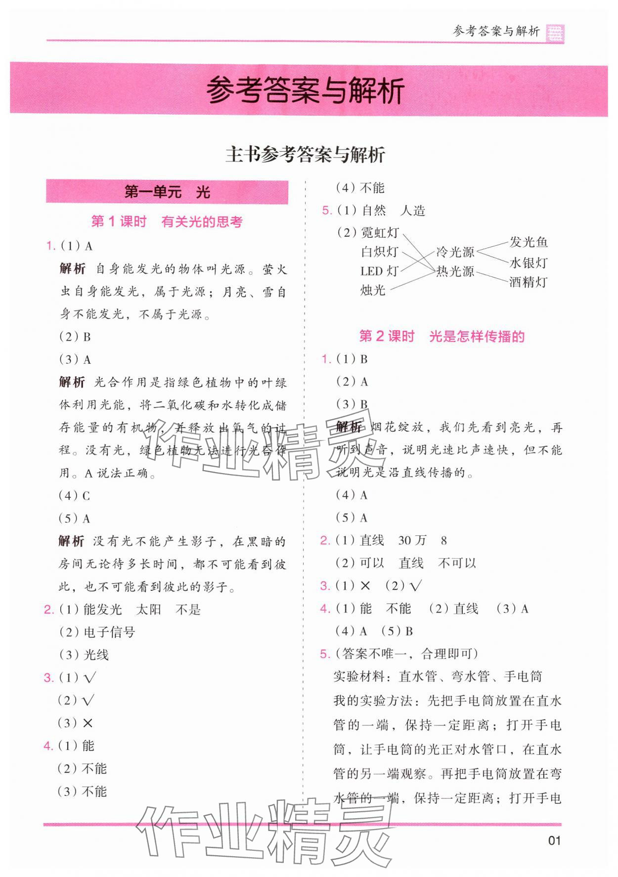 2024年木头马分层课课练五年级科学上册教科版 参考答案第1页