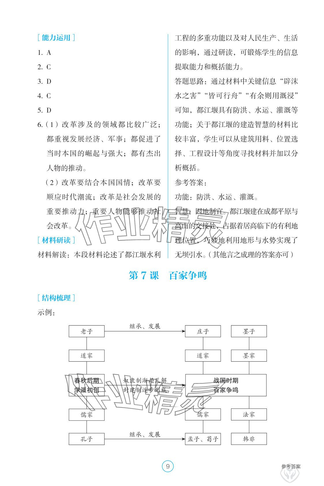 2025年學生基礎性作業七年級歷史上冊人教版 參考答案第9頁