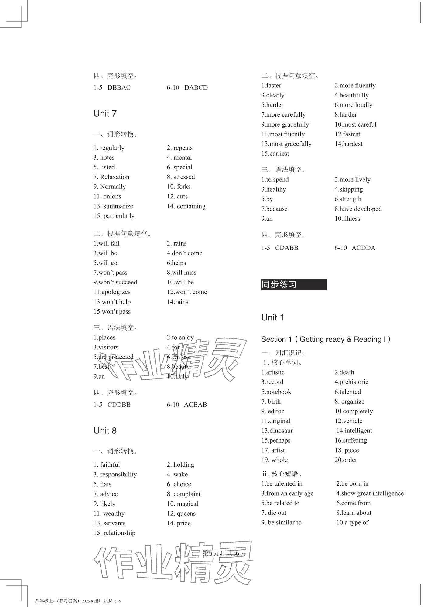 2025年A加直通车同步练习八年级英语上册沪教版 第5页