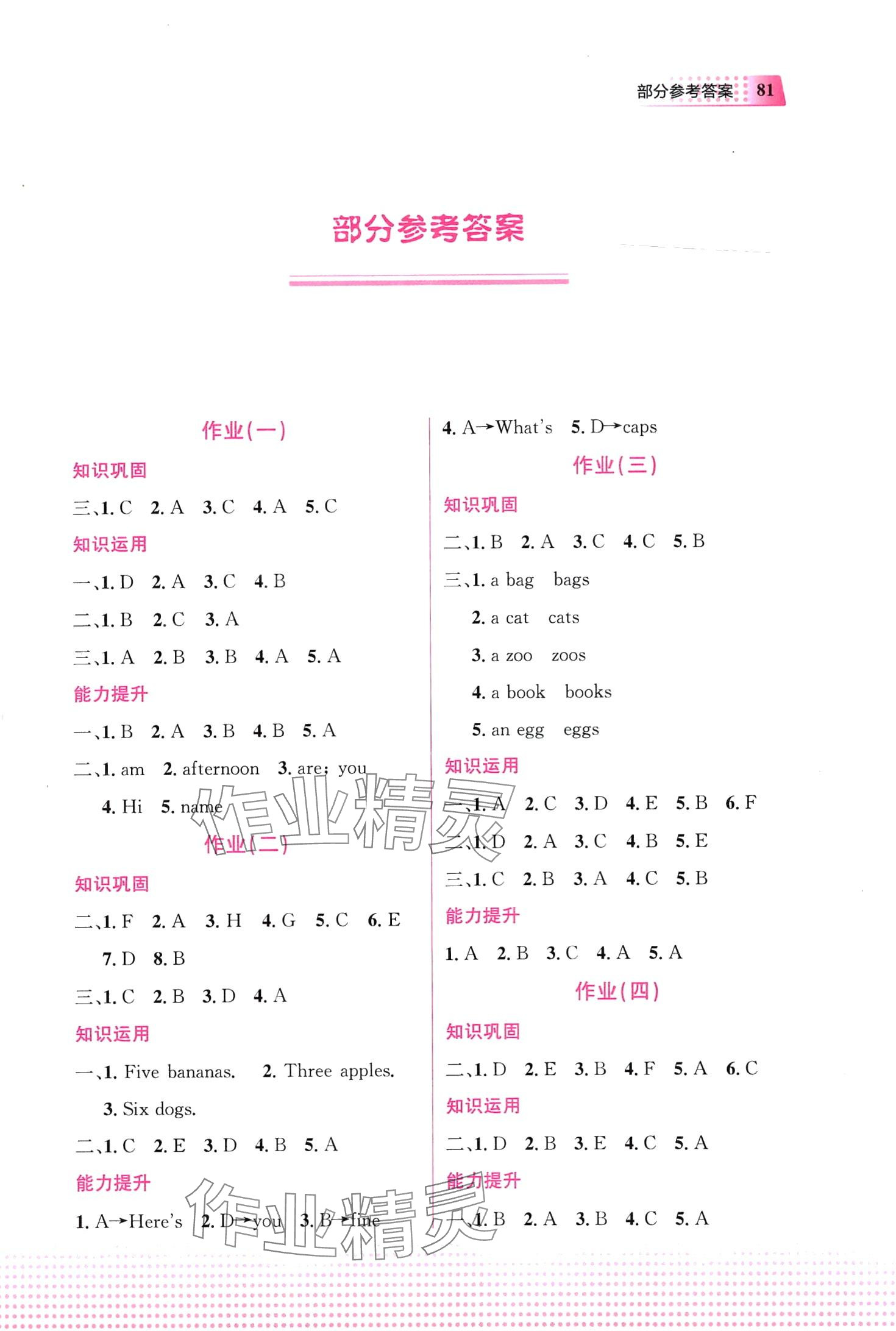 2024年寒假作业教育科学出版社三年级英语 第1页