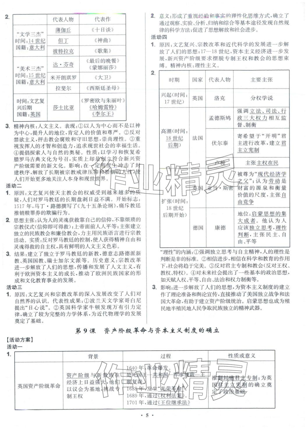 2026年活动单导学课程高中历史必修下册人教版 第5页