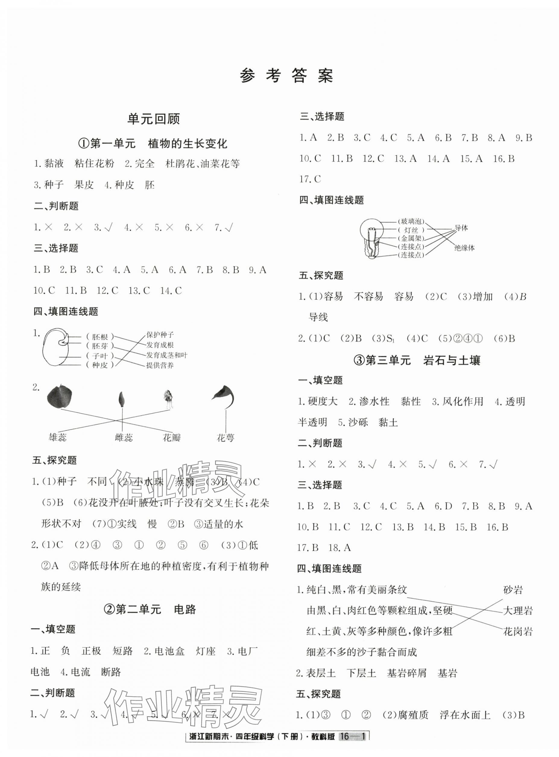 2025年勵耘書業浙江新期末四年級科學下冊教科版 第1頁