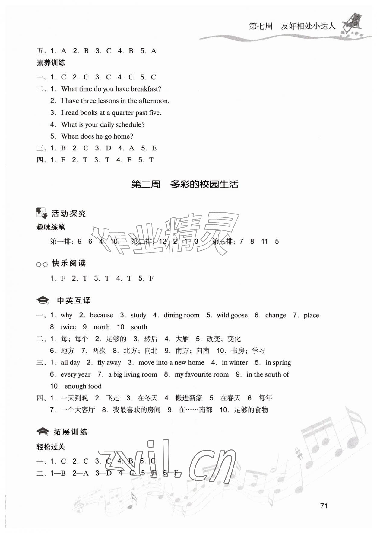 2026年暑假乐园现代教育出版社四年级英语沪教版&nbsp;参考答案第2页