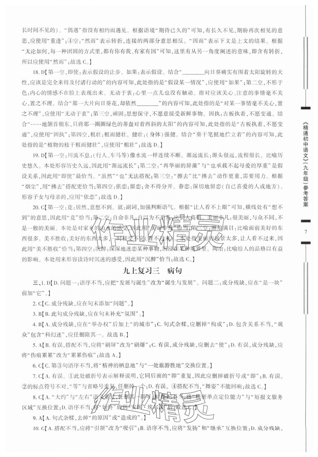 2025年精通初中語(yǔ)文九年級(jí)人教版 參考答案第7頁(yè)
