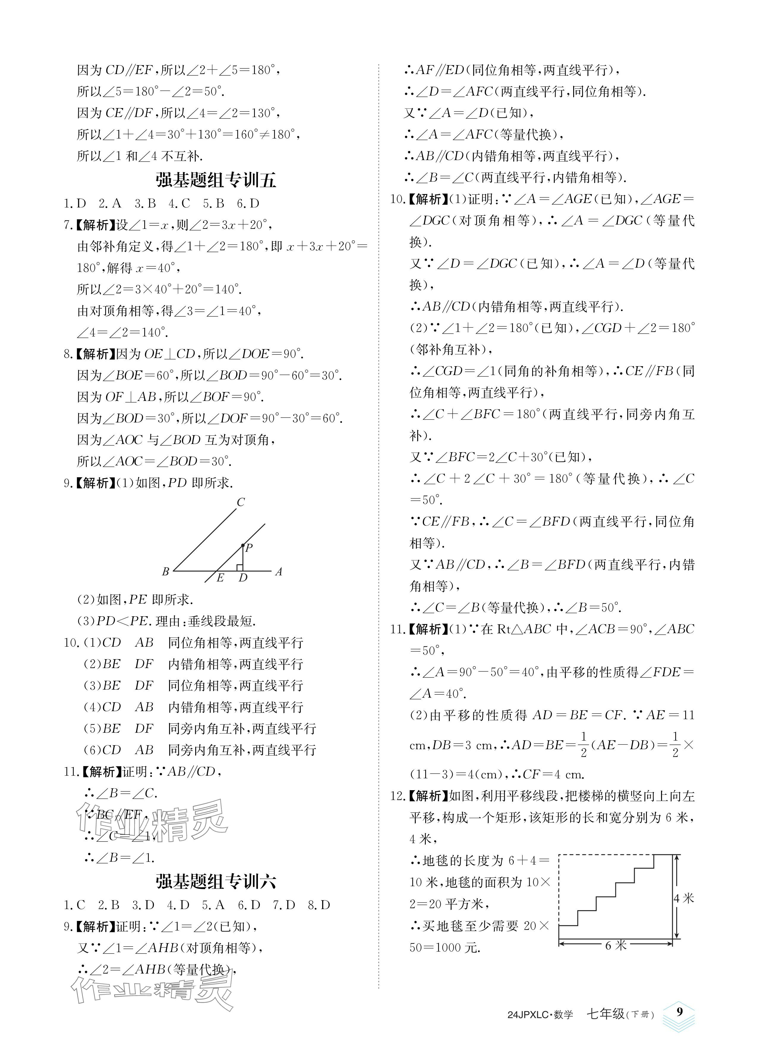 2024年金牌學練測七年級數(shù)學下冊人教版 參考答案第9頁