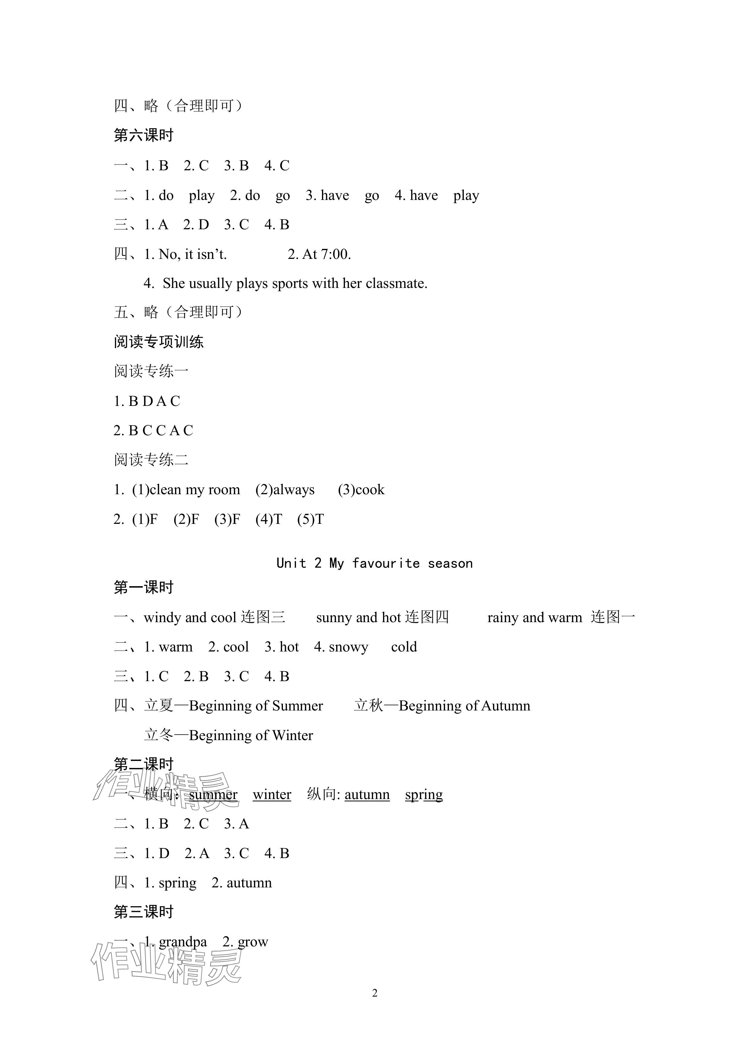 2024年新課標(biāo)學(xué)習(xí)方法指導(dǎo)叢書五年級英語下冊人教版 參考答案第2頁