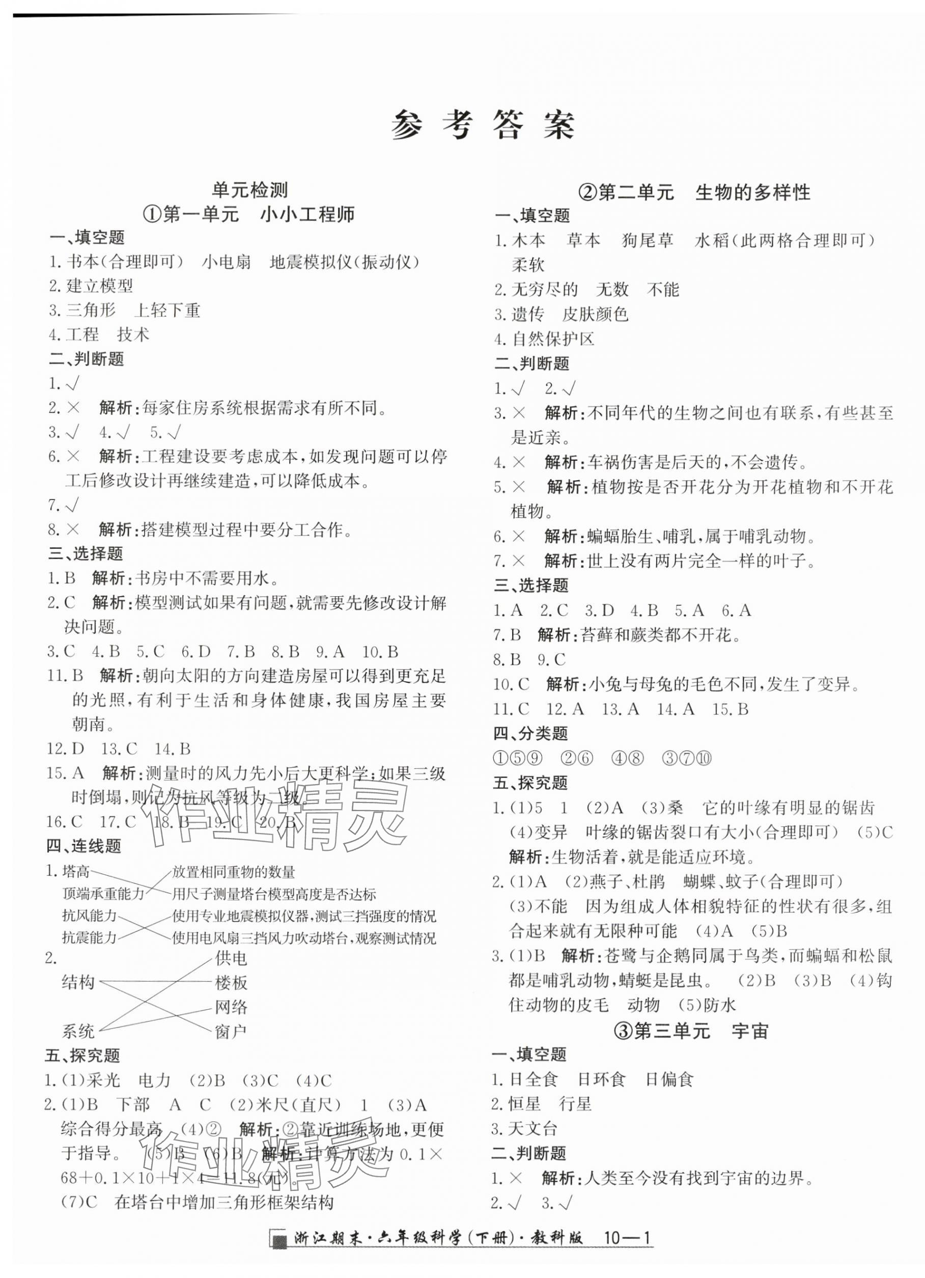 2024年勵(lì)耘書業(yè)浙江期末六年級科學(xué)下冊教科版 第1頁