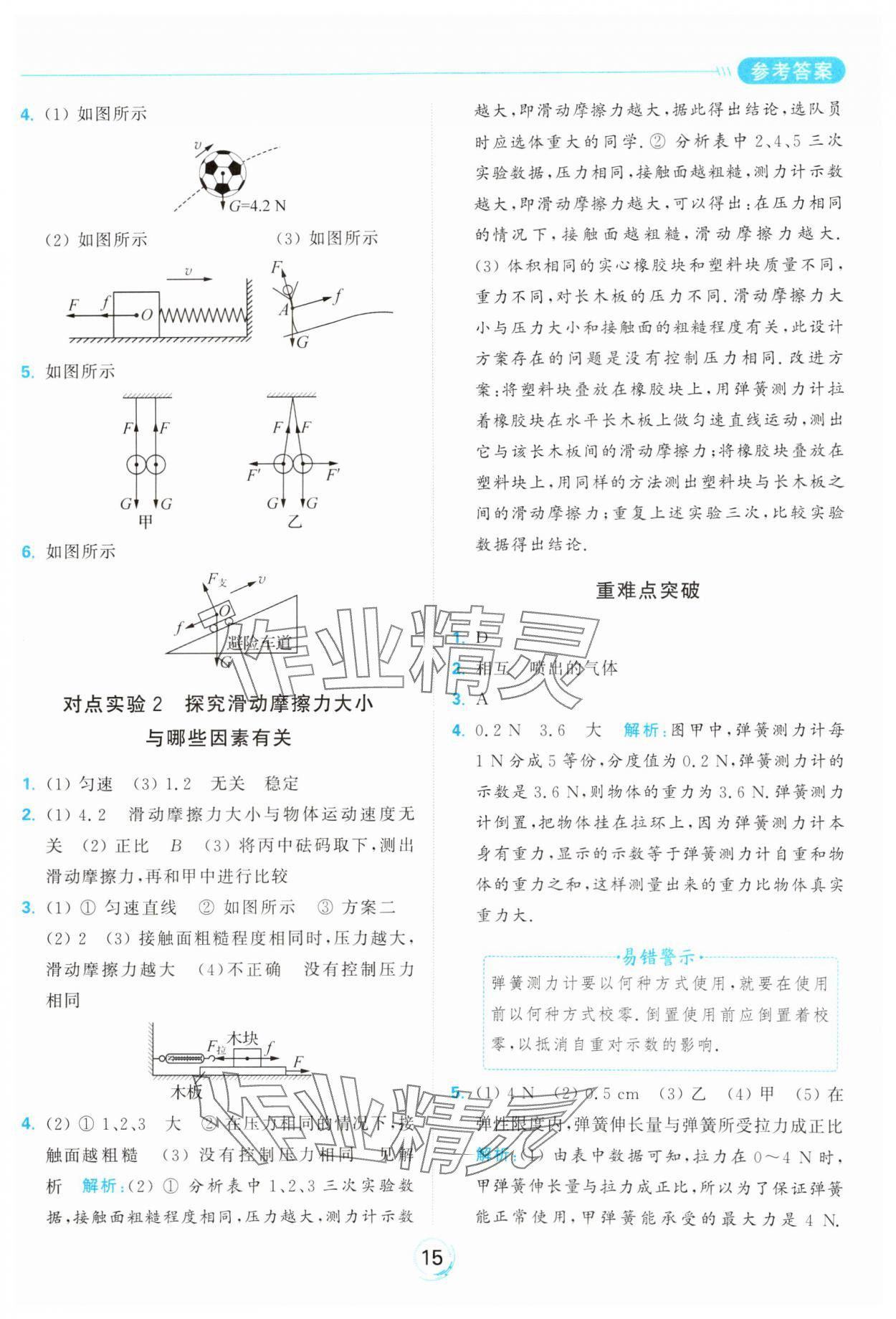 2025年亮點給力全優練霸八年級物理下冊蘇科版 參考答案第15頁