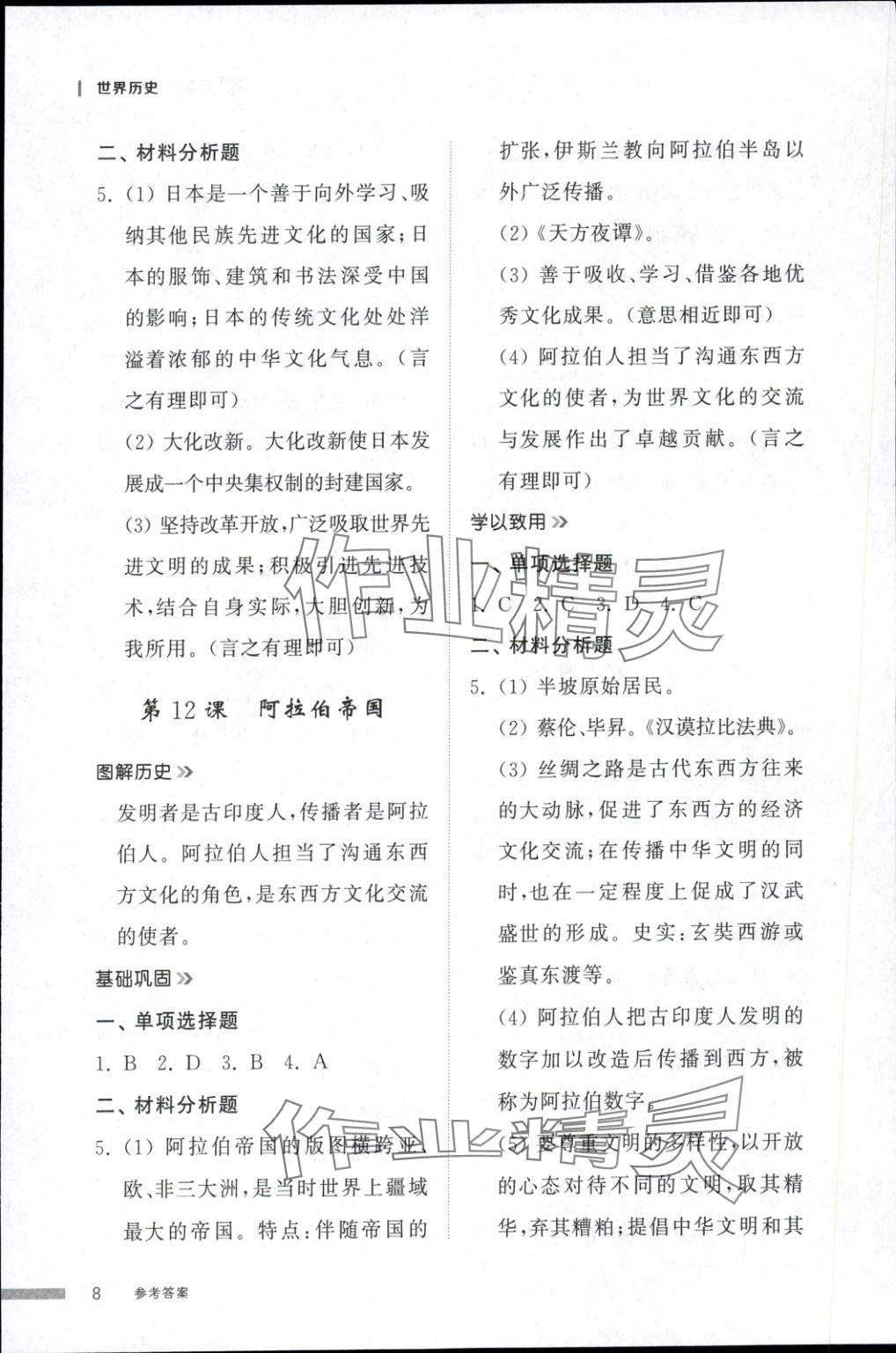 2025年導(dǎo)學(xué)與檢測(cè)九年級(jí)歷史全一冊(cè)人教版1&nbsp;第8頁(yè)