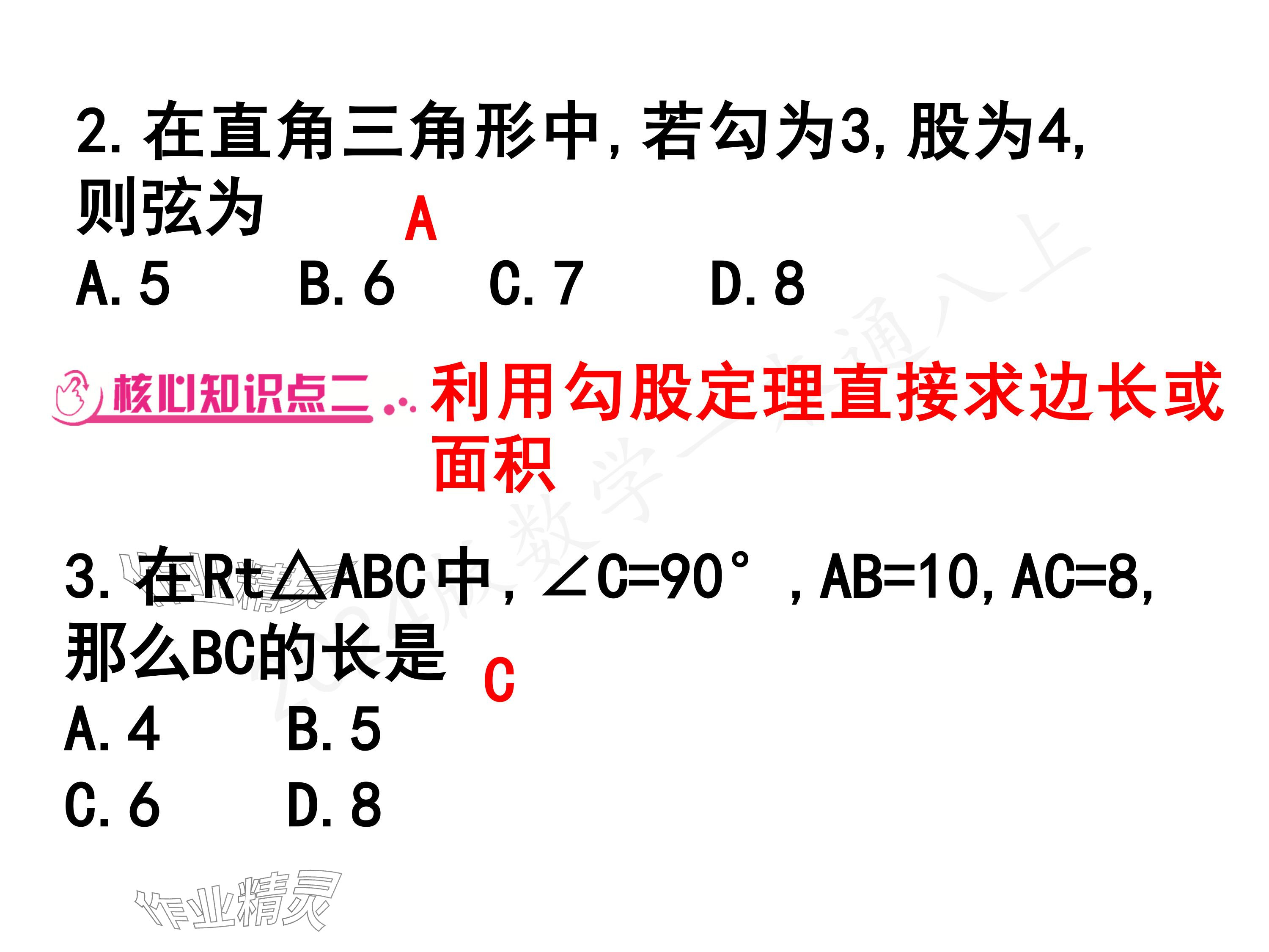 2024年一本通武漢出版社八年級數學上冊北師大版核心板 參考答案第3頁