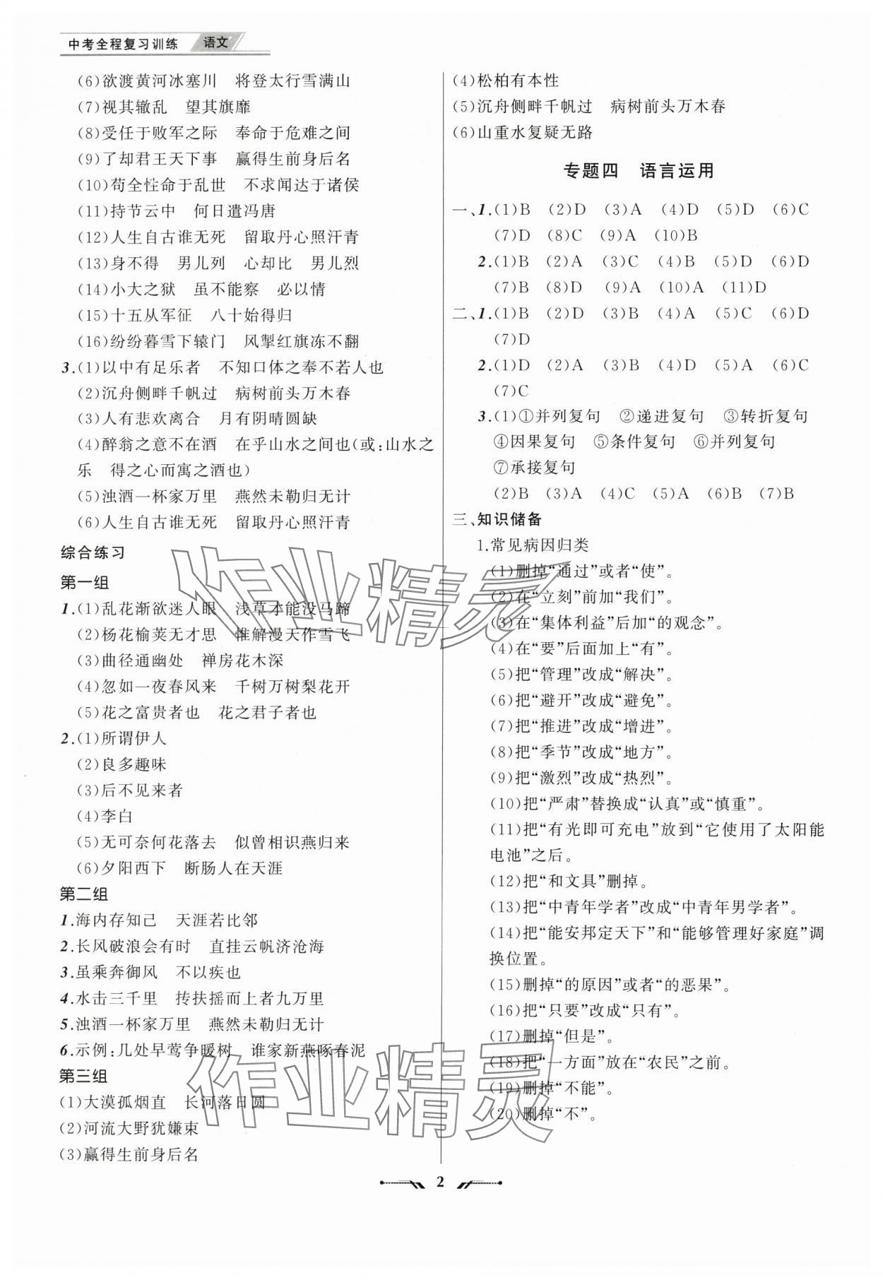 2025年中考全程復習訓練語文大連專版 第2頁