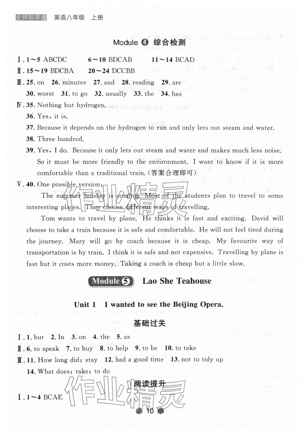 2024年點(diǎn)石成金金牌每課通八年級(jí)英語上冊(cè)外研版遼寧專版 參考答案第10頁