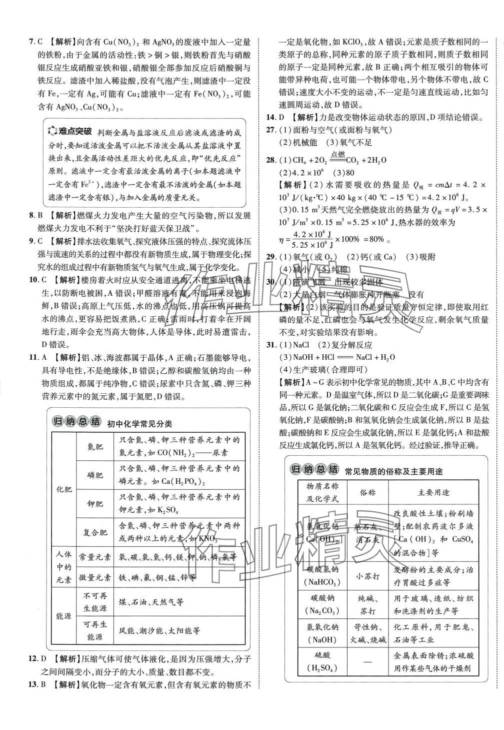 2024年北大绿卡名校中考模拟试卷汇编化学中考 第9页