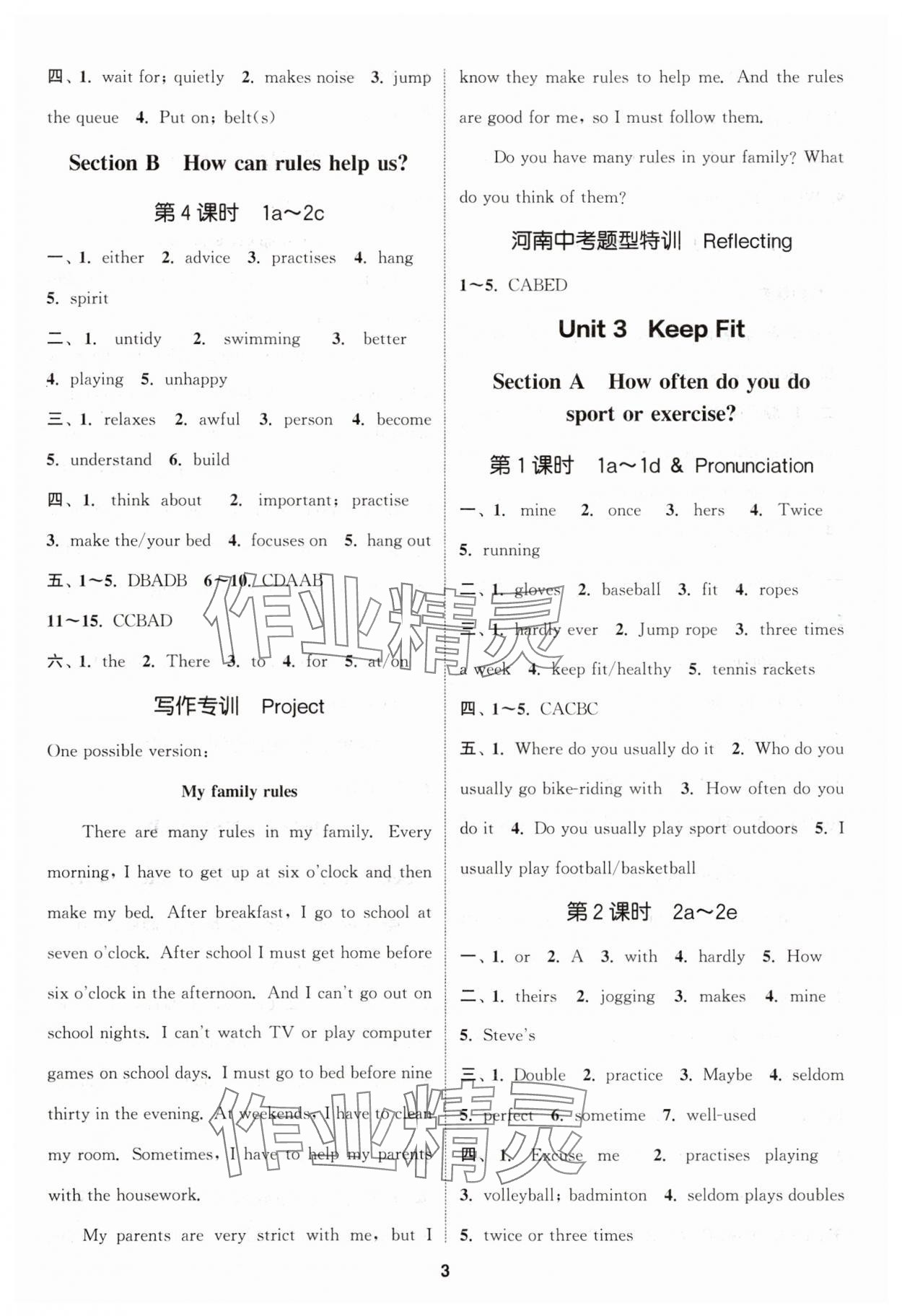 2025年通城学典课时作业本七年级英语下册人教版河南专版 第3页