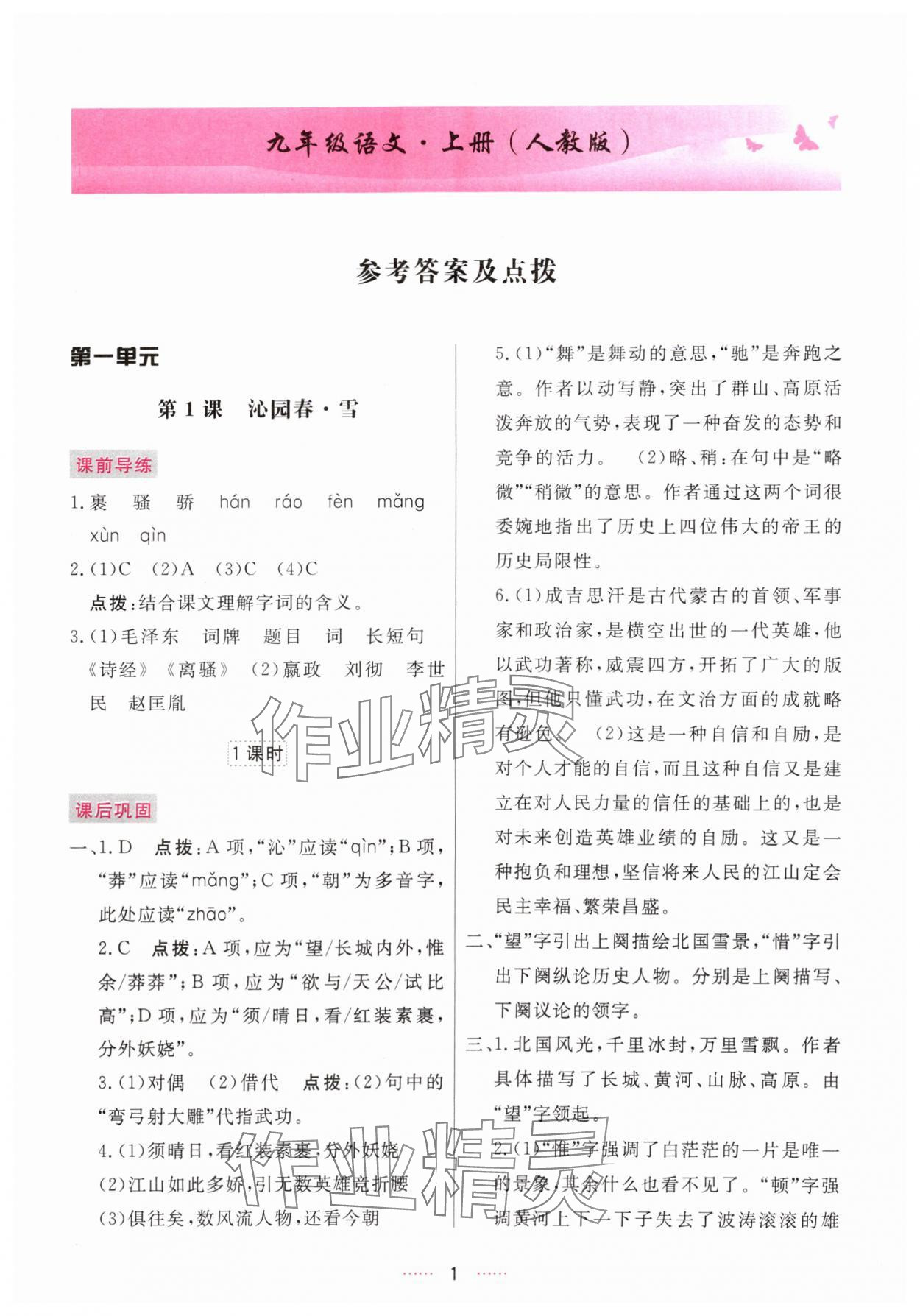 2025年三维数字课堂九年级语文上册人教版 第1页