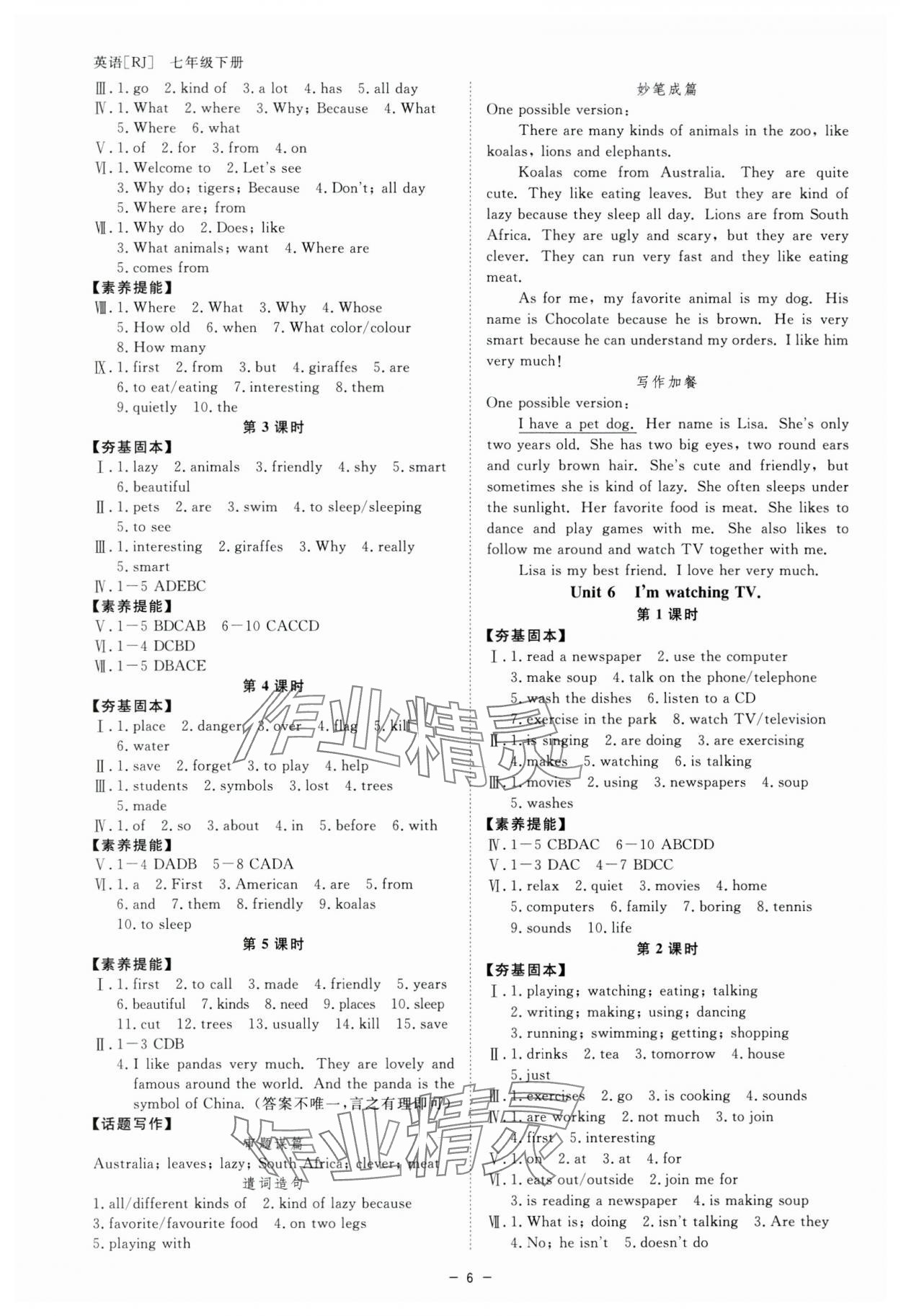 2024年全效學(xué)習(xí)七年級(jí)英語下冊(cè)人教版精華版 參考答案第5頁