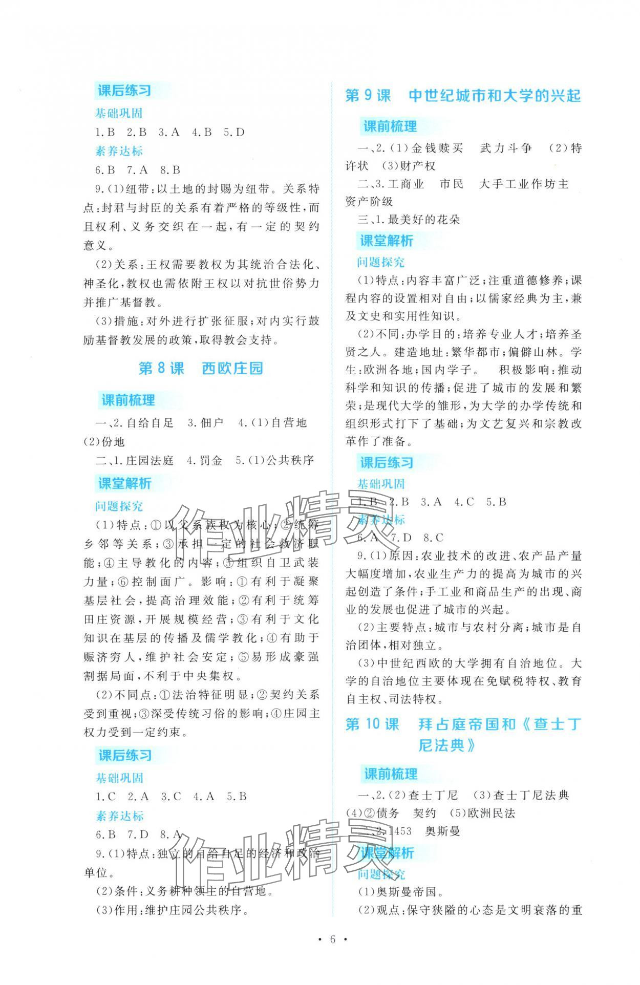 2025年金版学案同步优学智慧作业九年级历史上册人教版&nbsp;第6页