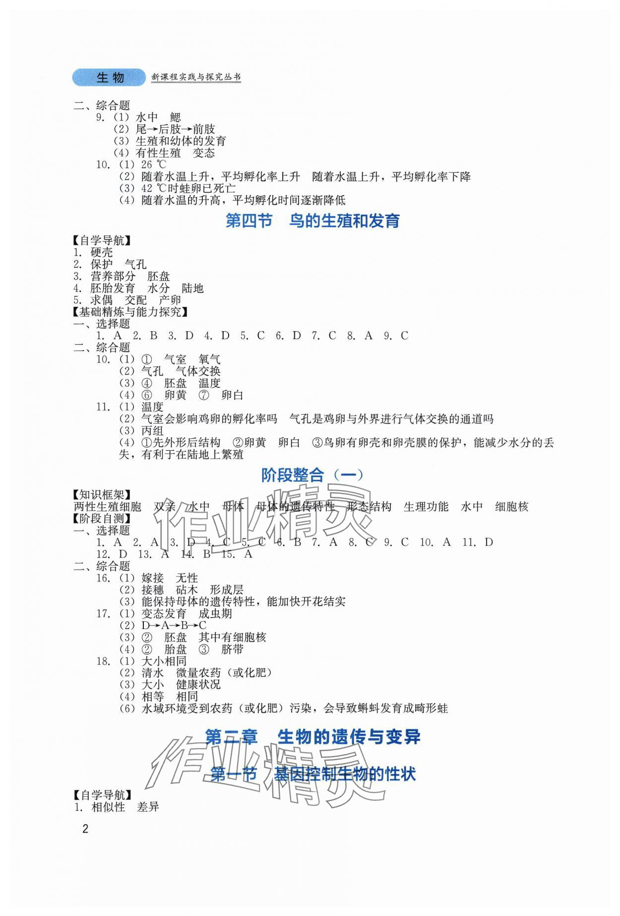 2024年新课程实践与探究丛书八年级生物下册人教版 第2页