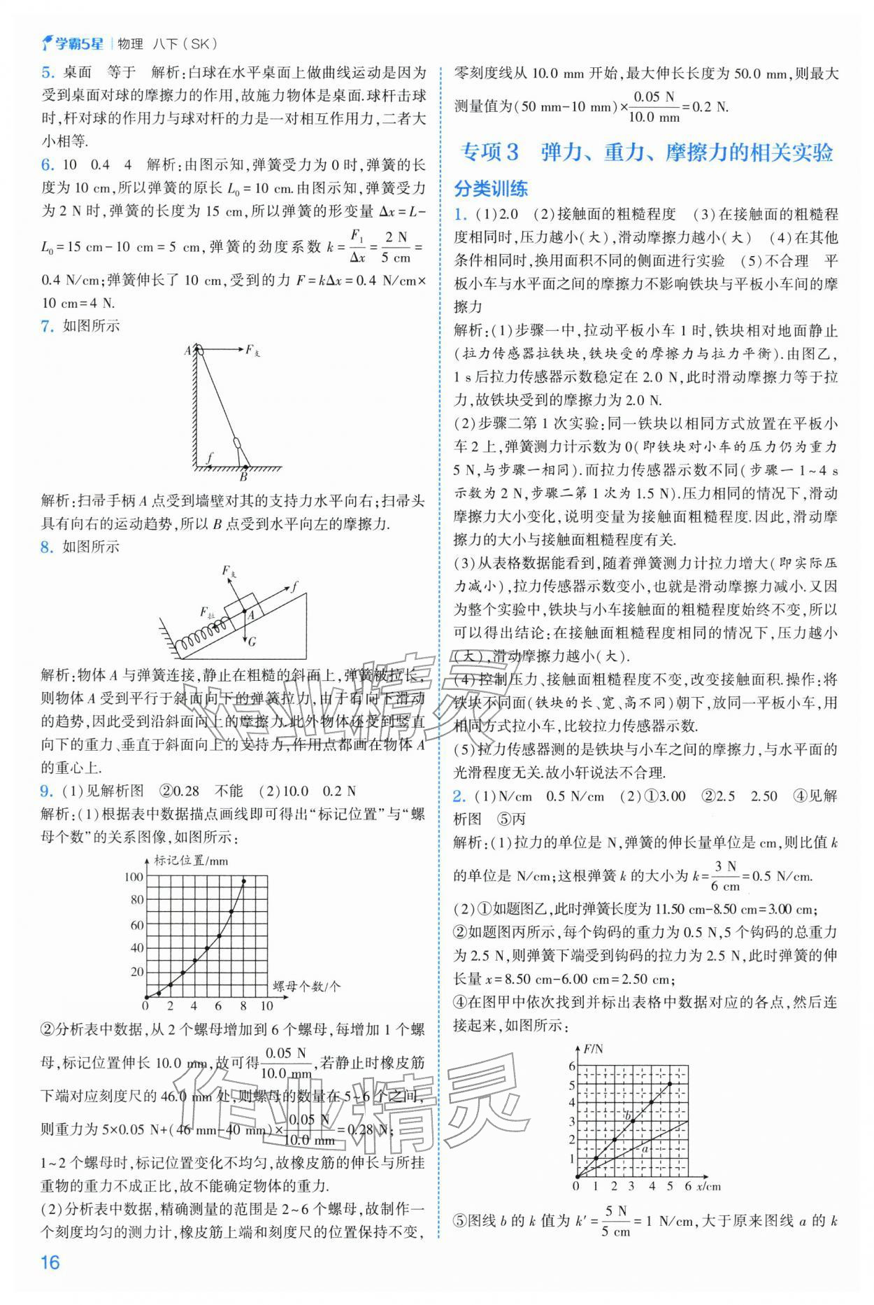 2026年经纶学典5星学霸八年级物理下册苏科版&nbsp;参考答案第16页